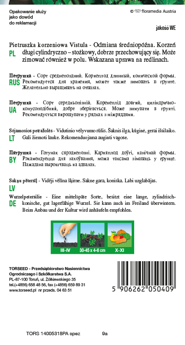 Pietruszka korzeniowa Vistula 3g