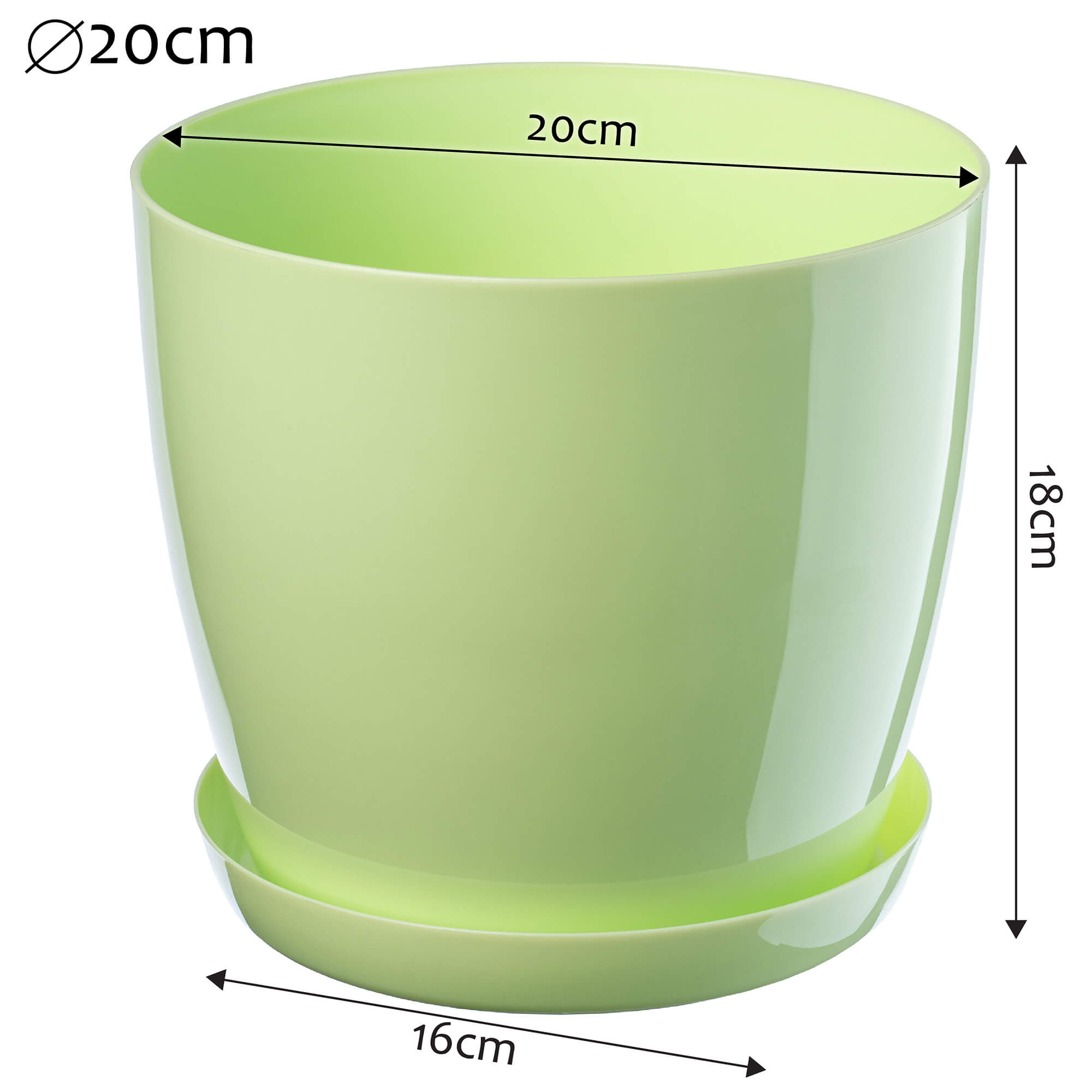 Doniczka na kwiaty z podstawką 20 cm, pastelowa zieleń