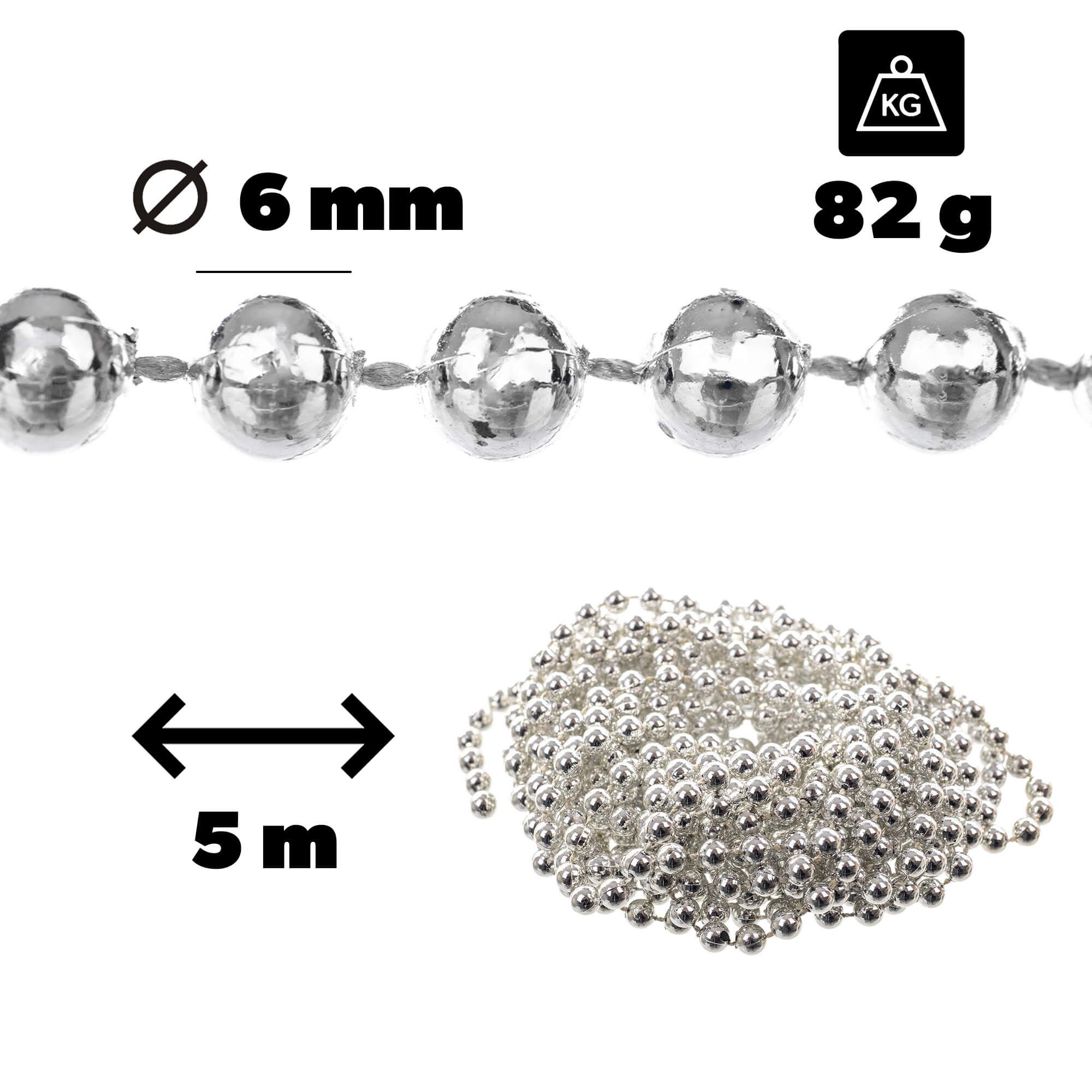 Girlanda świąteczna Meys 5m srebrna