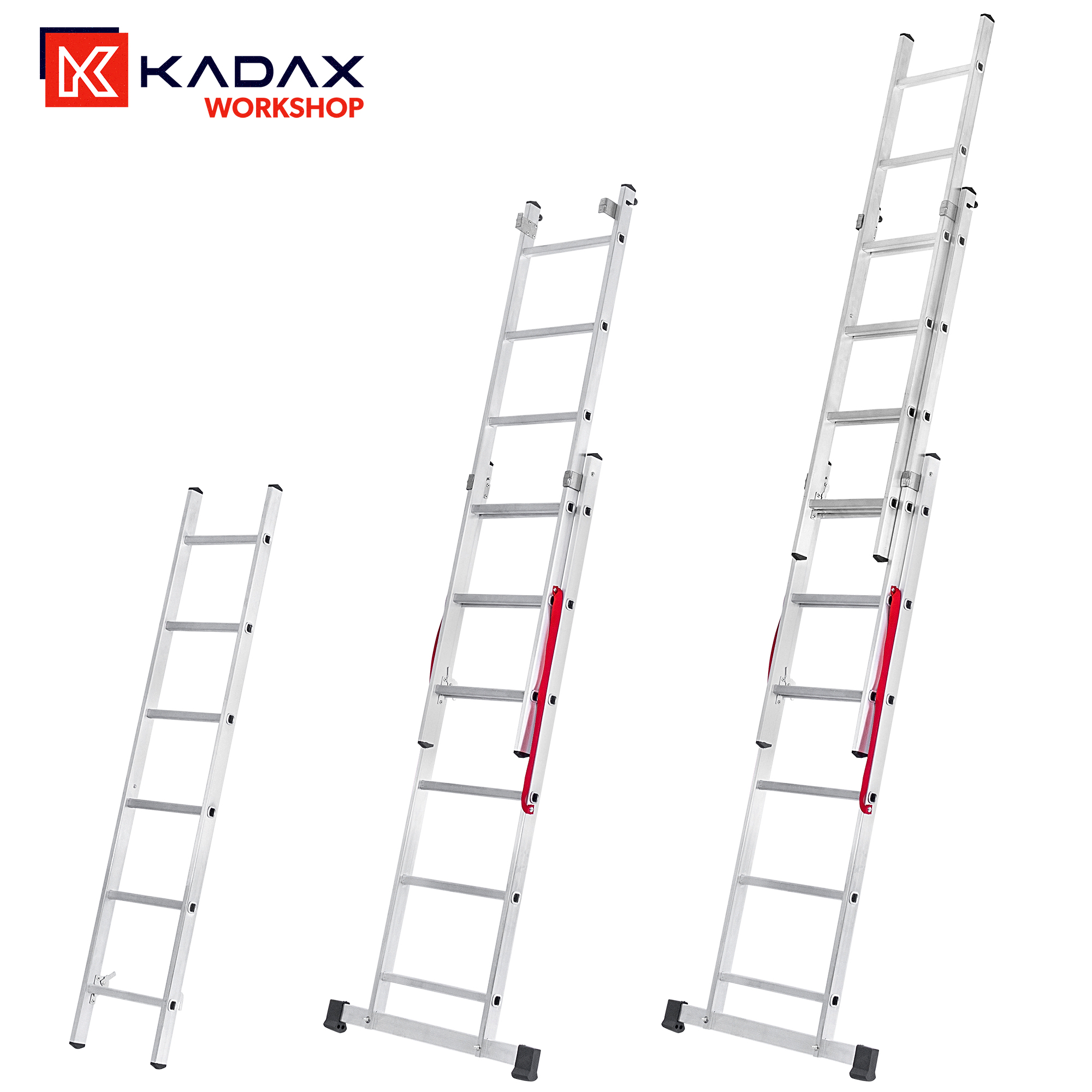 Drabina aluminiowa Snarum trzyelementowa 150 kg 6 stopniowa