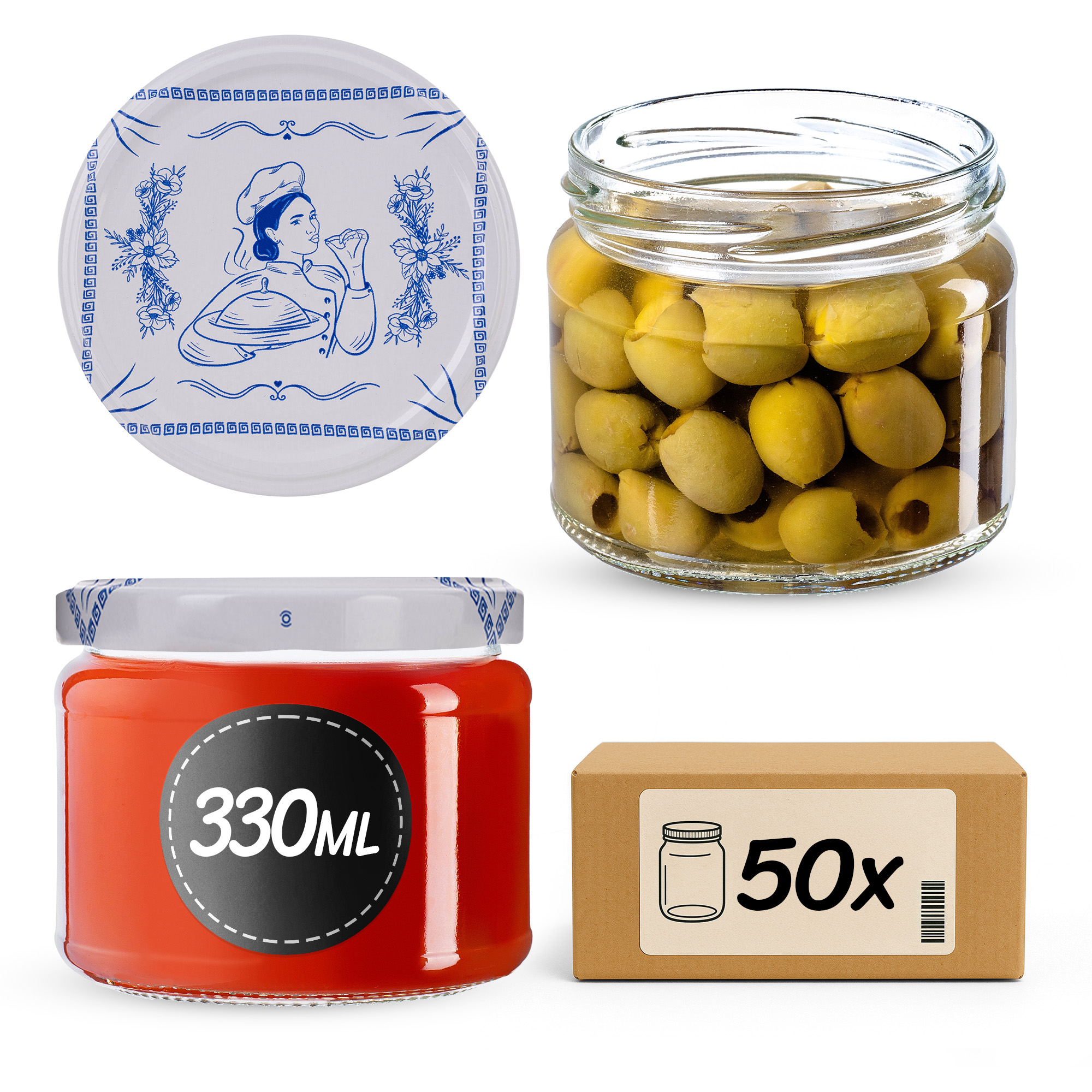 Słoiki na przetwory Sonka 330ml fi82mm 50szt + wieczko Makatka