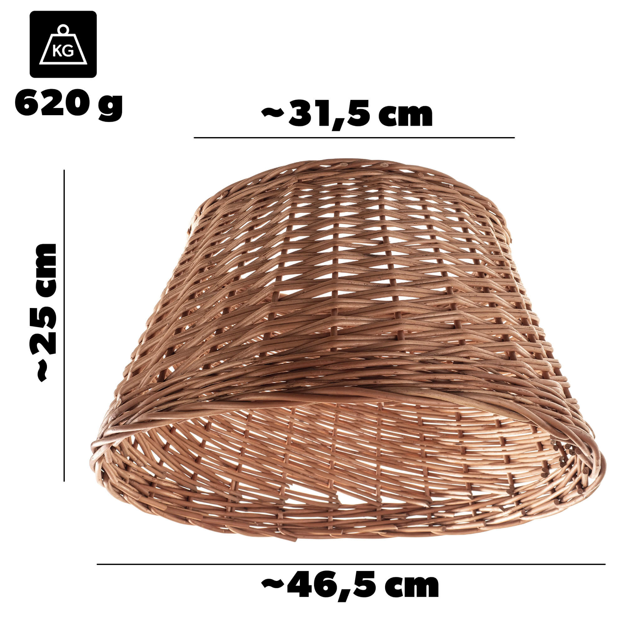 Osłona wiklinowa choinkowa naturalna Aliano 46.5cm jasna