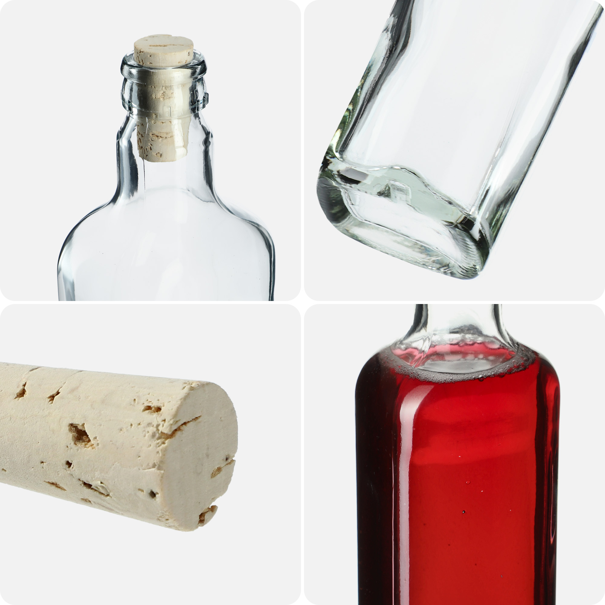 Butelka z korkiem Rotzo 0,7L z korkiem fi21, 8 szt.
