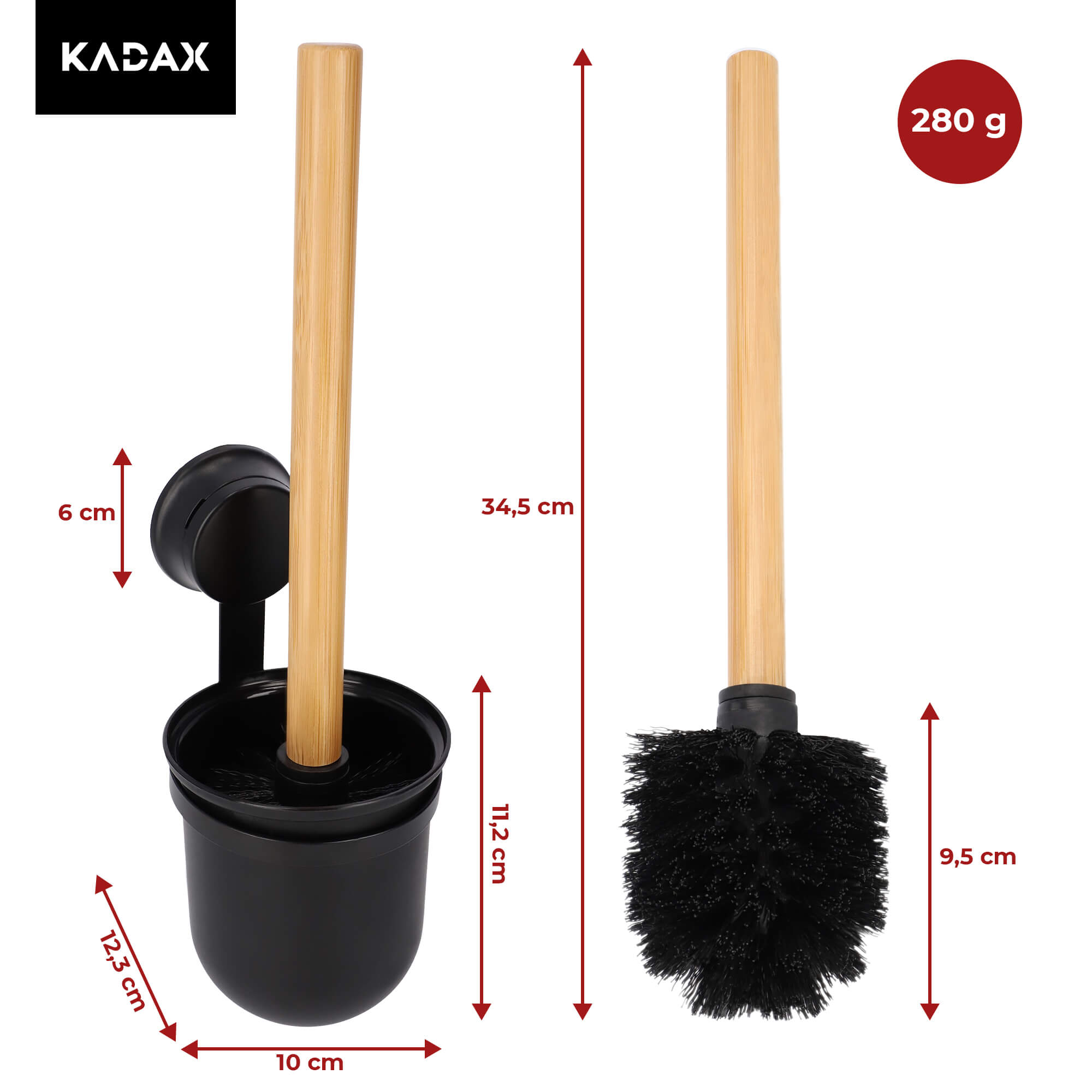 Szczotka do WC z przyssawką Faio 35 cm, czarna