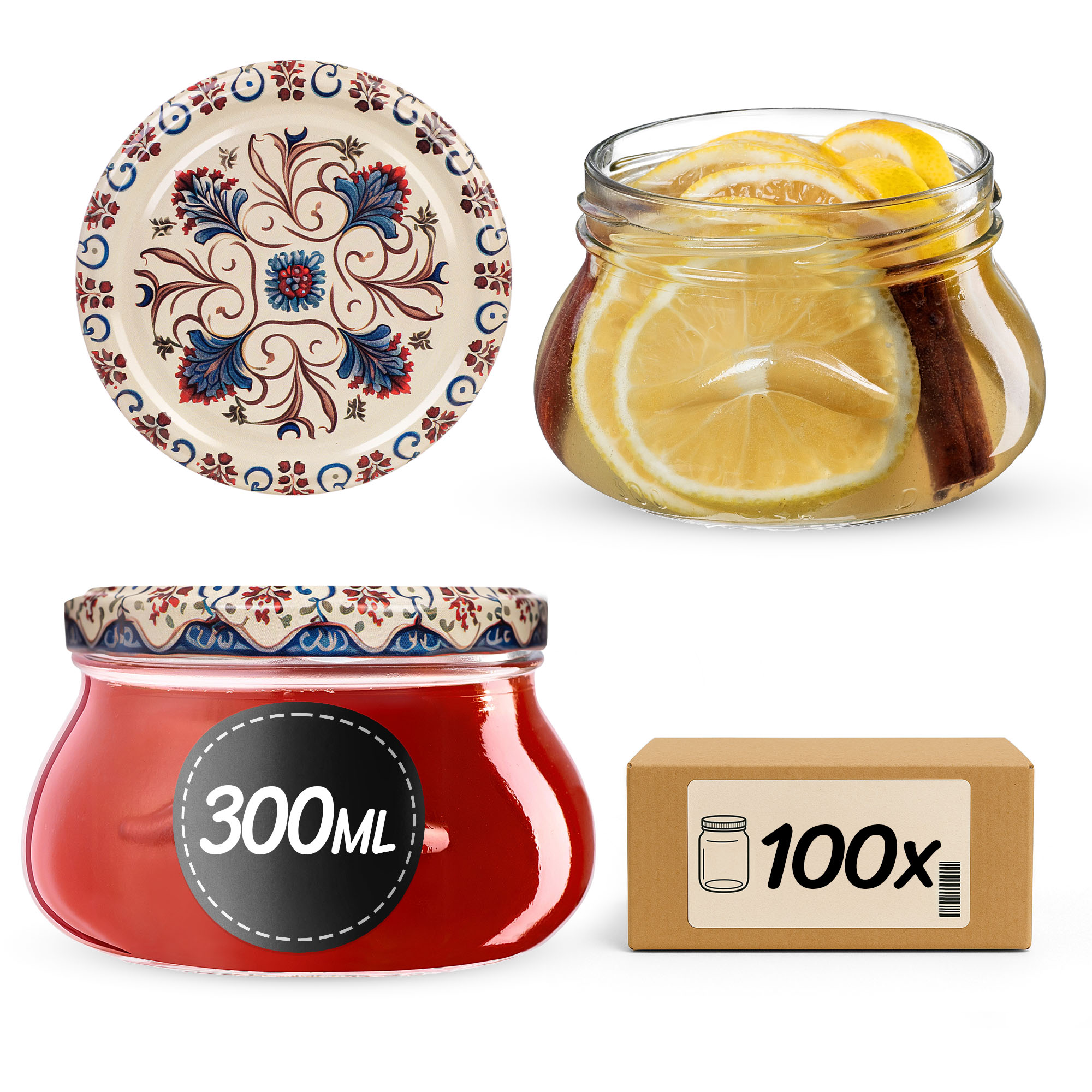 Słoiki na przetwory Raja 300ml fi82mm 100szt + wieczko Ceramics 3