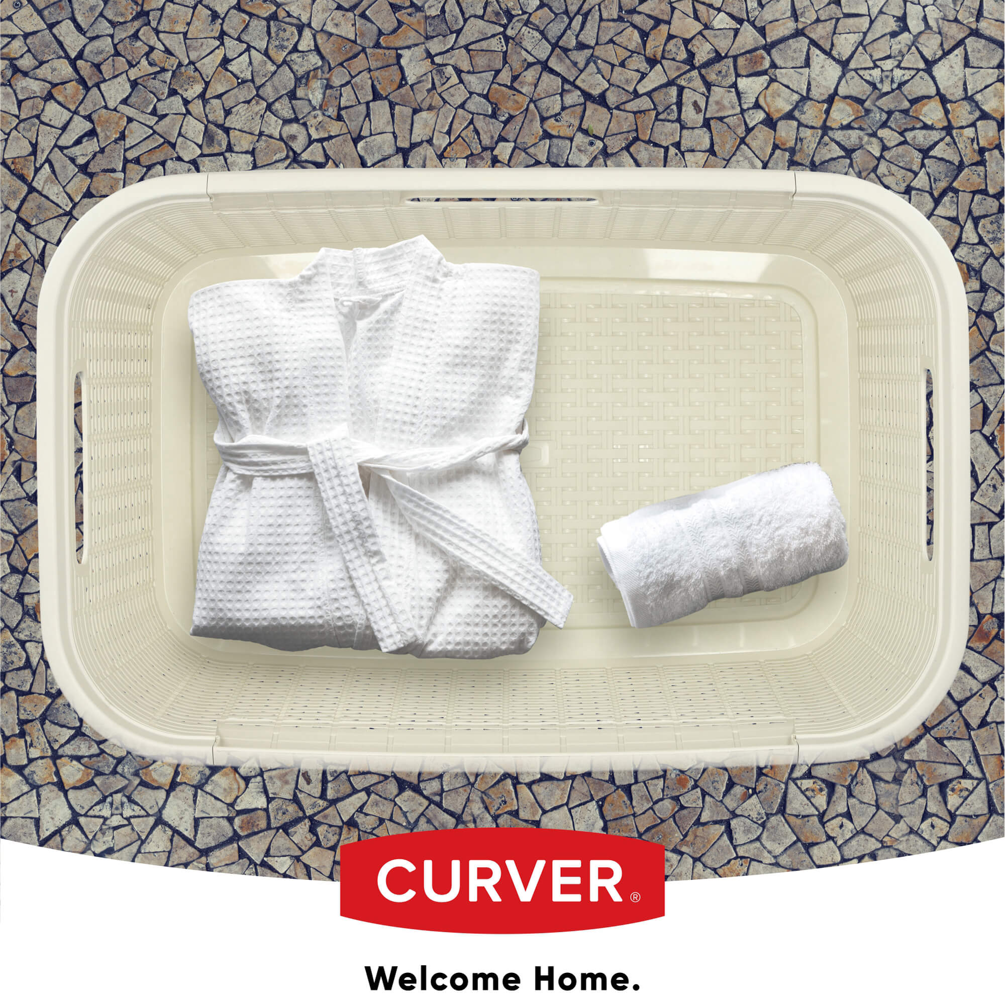 Pojemnik na bieliznę Curver Natural Style 45L kremowy