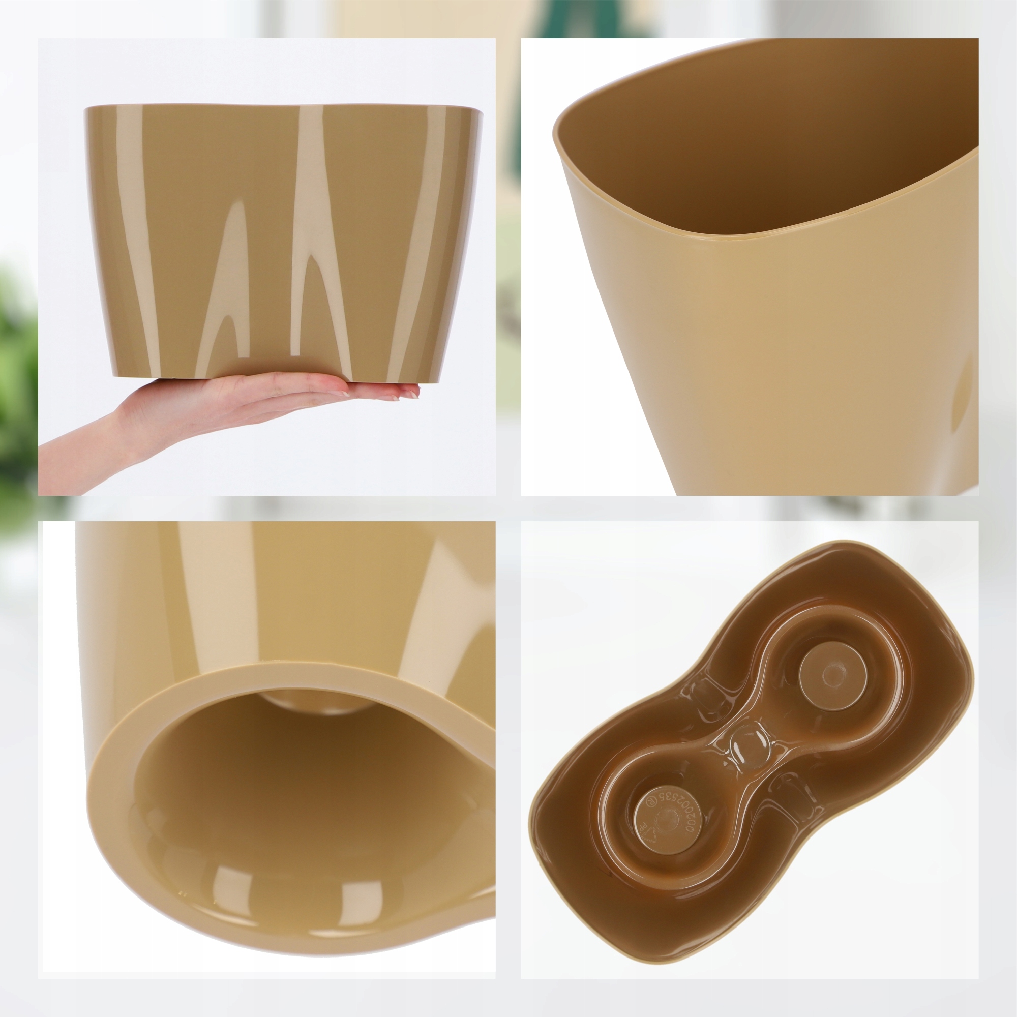 Doniczka do storczyków podwójna Fermo 15 x 23 cm, beżowa