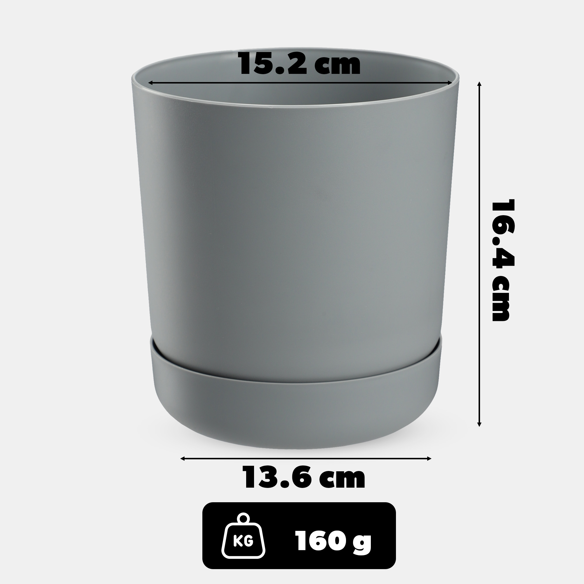 Doniczka Kama z podstawką 15 cm, platyna