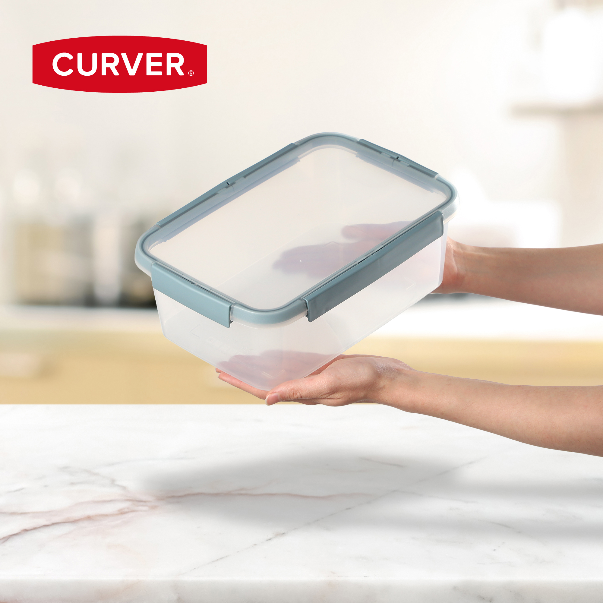 Pojemnik na żywność 3.5L Curver Smart Fresh Eco, szarobłękitny 29cm