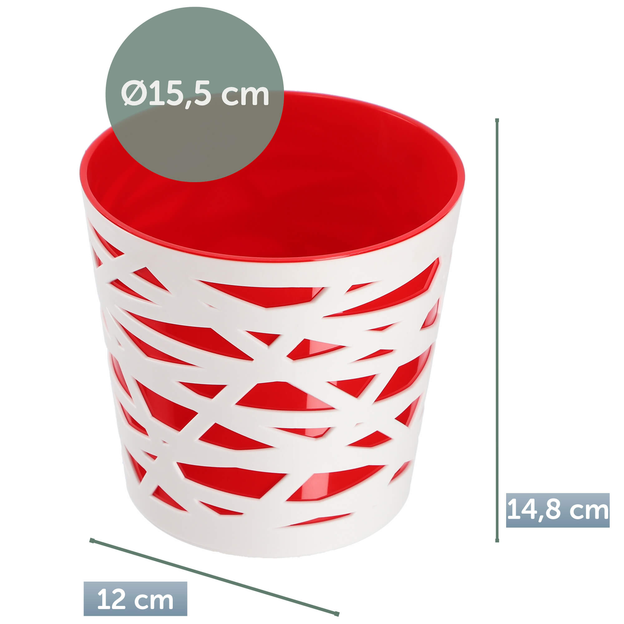 Doniczka z wkładem Rusio 15 cm, czerwona