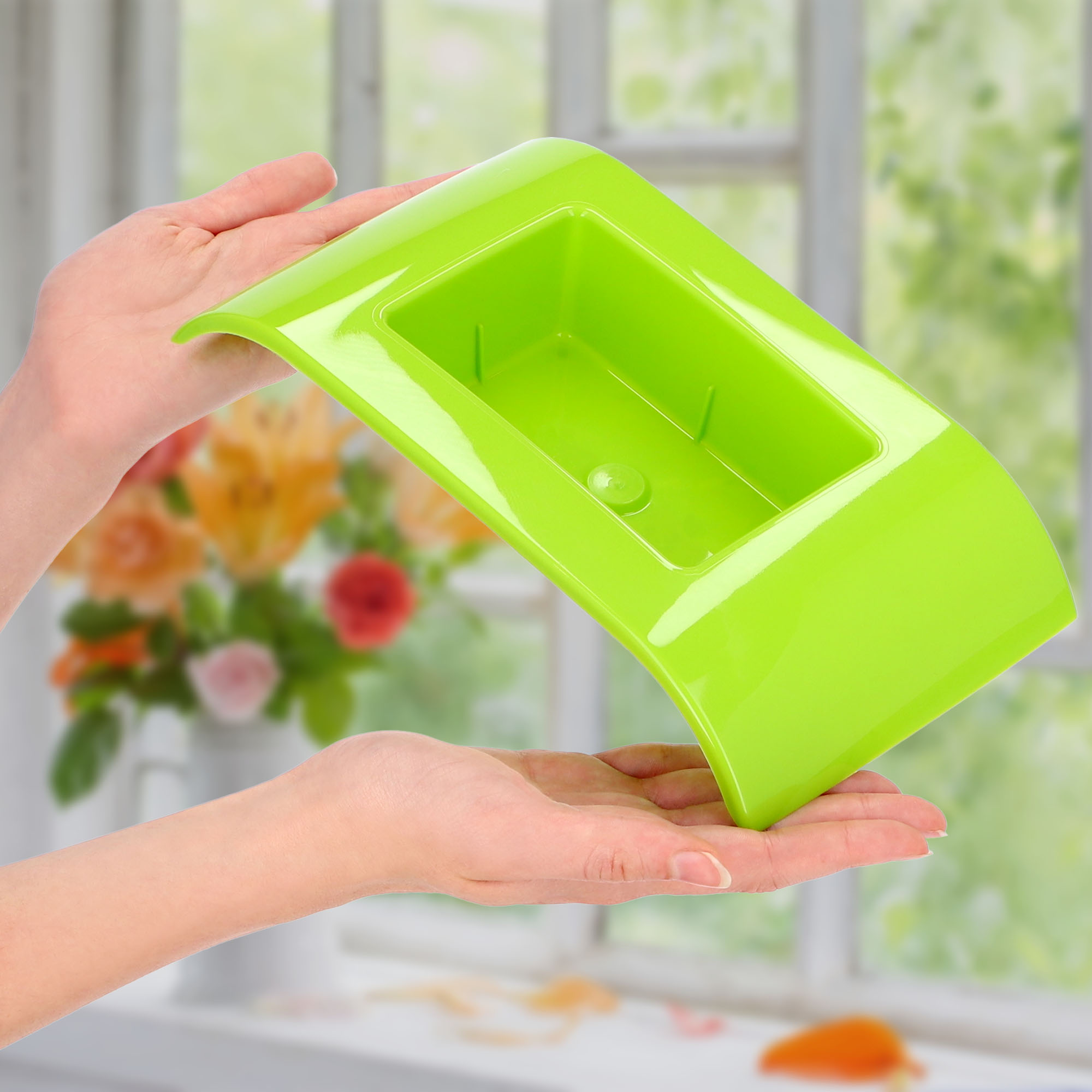 Ikebana na kwiaty prostokątna 4 x 24 cm, zielona