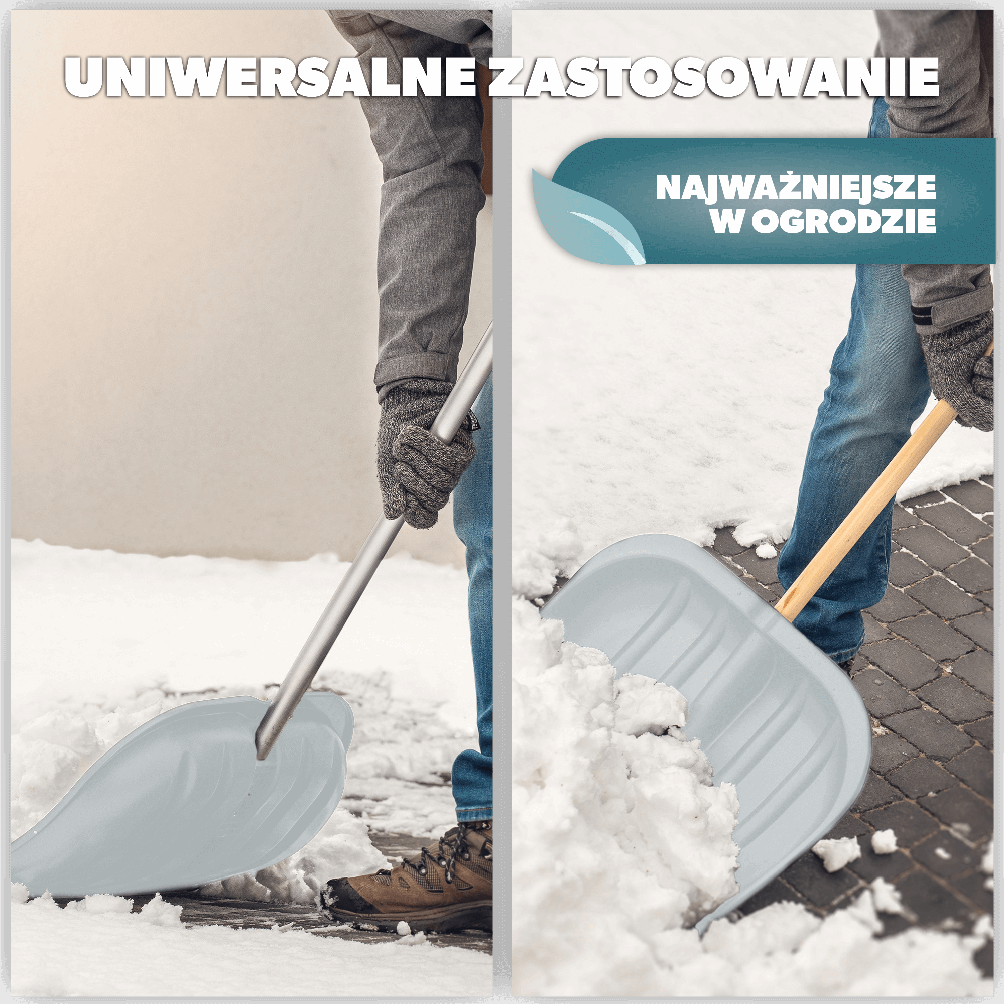 Szufla do śniegu Monti bez trzonka, srebrna, blaszane okucie, 3 szt.