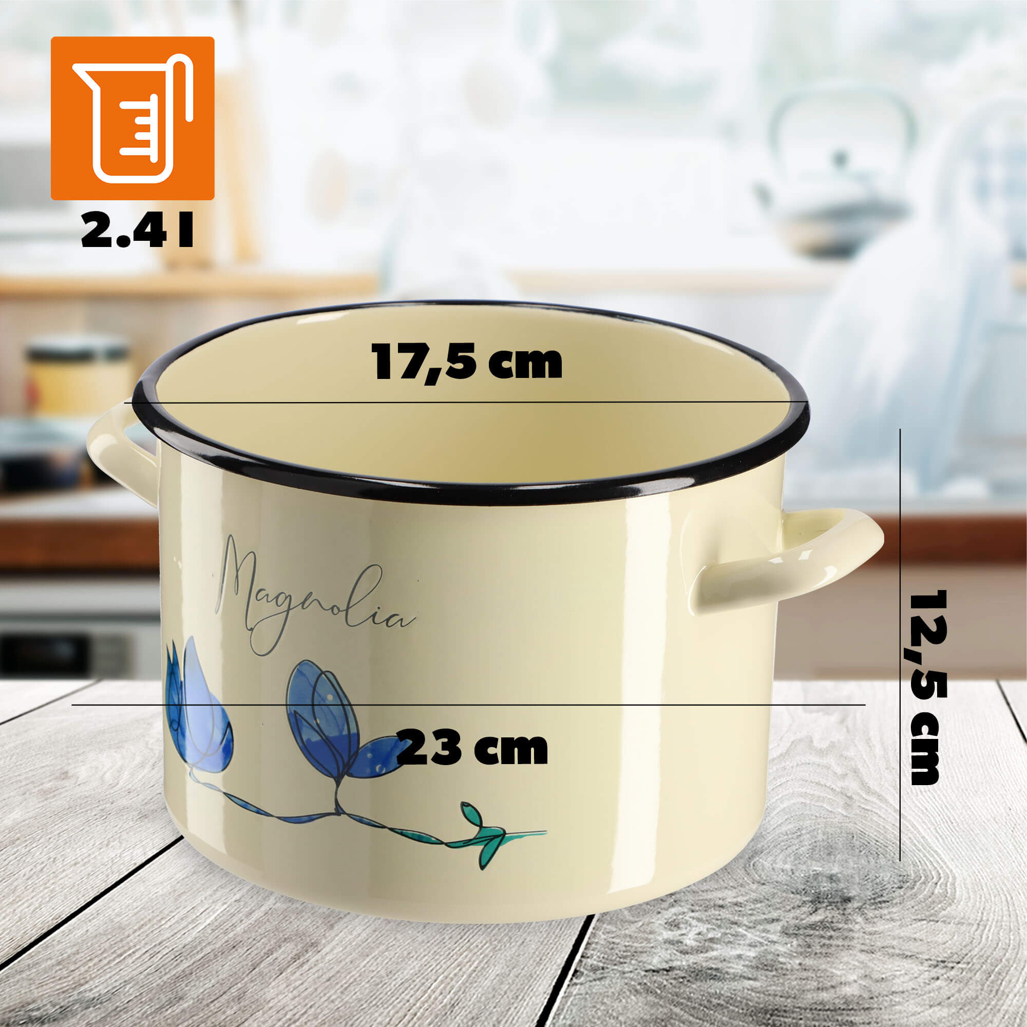 Garnek Emaliowany Luca 2.4L, magnolia