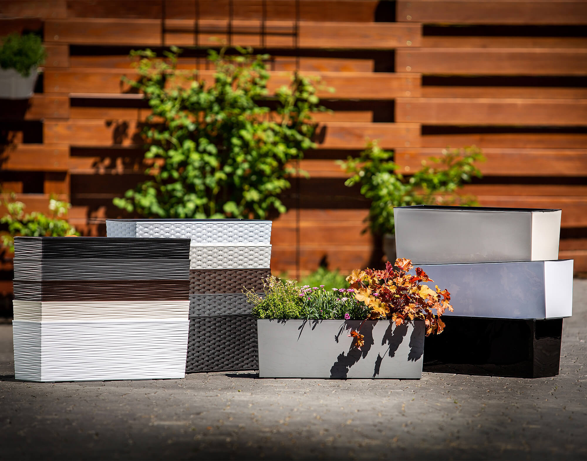 Doniczka balkonowa rattan z wkładem Murano 56 x 19 cm, biała