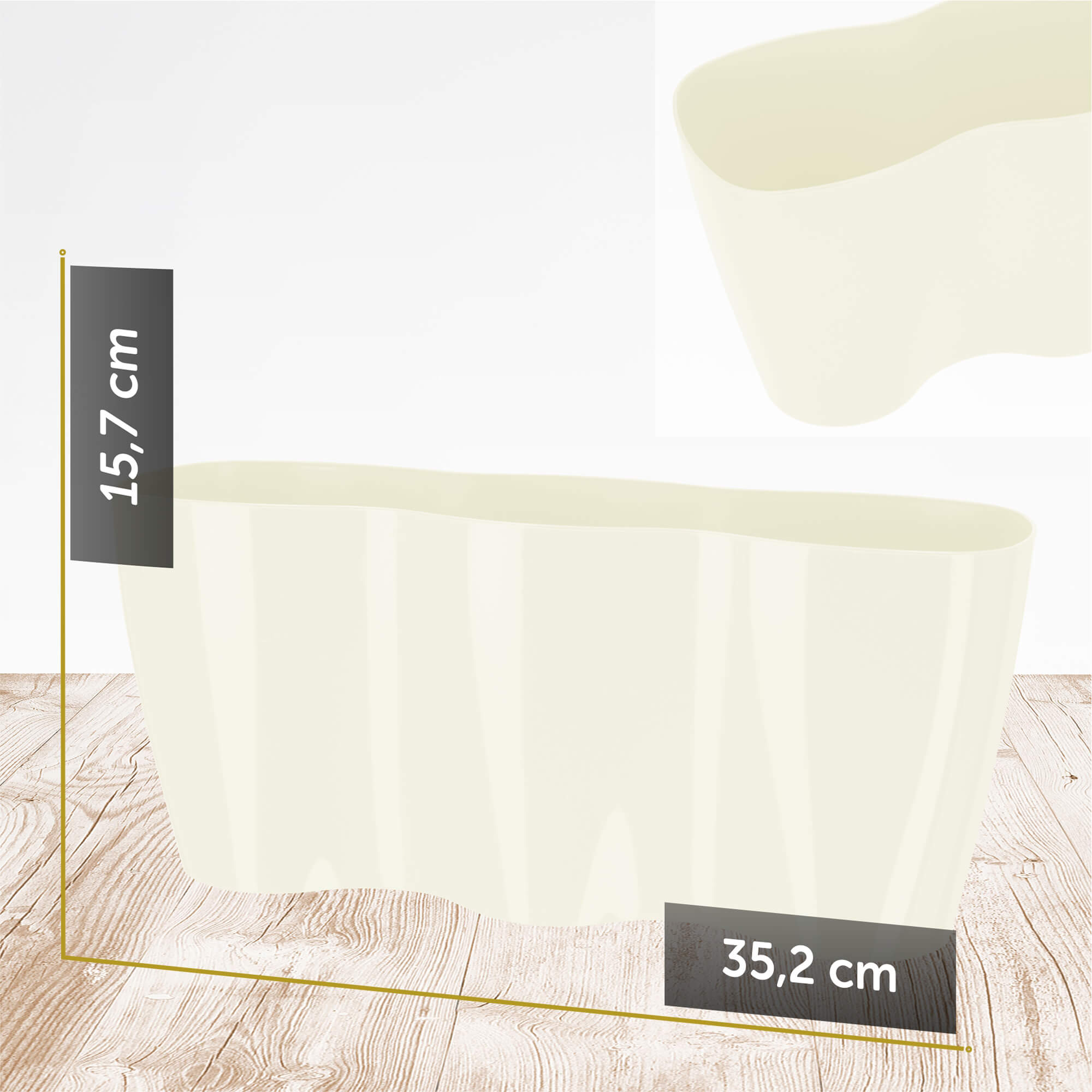 Doniczka do storczyków potrójna Fermo 35 x 12 cm, kremowa