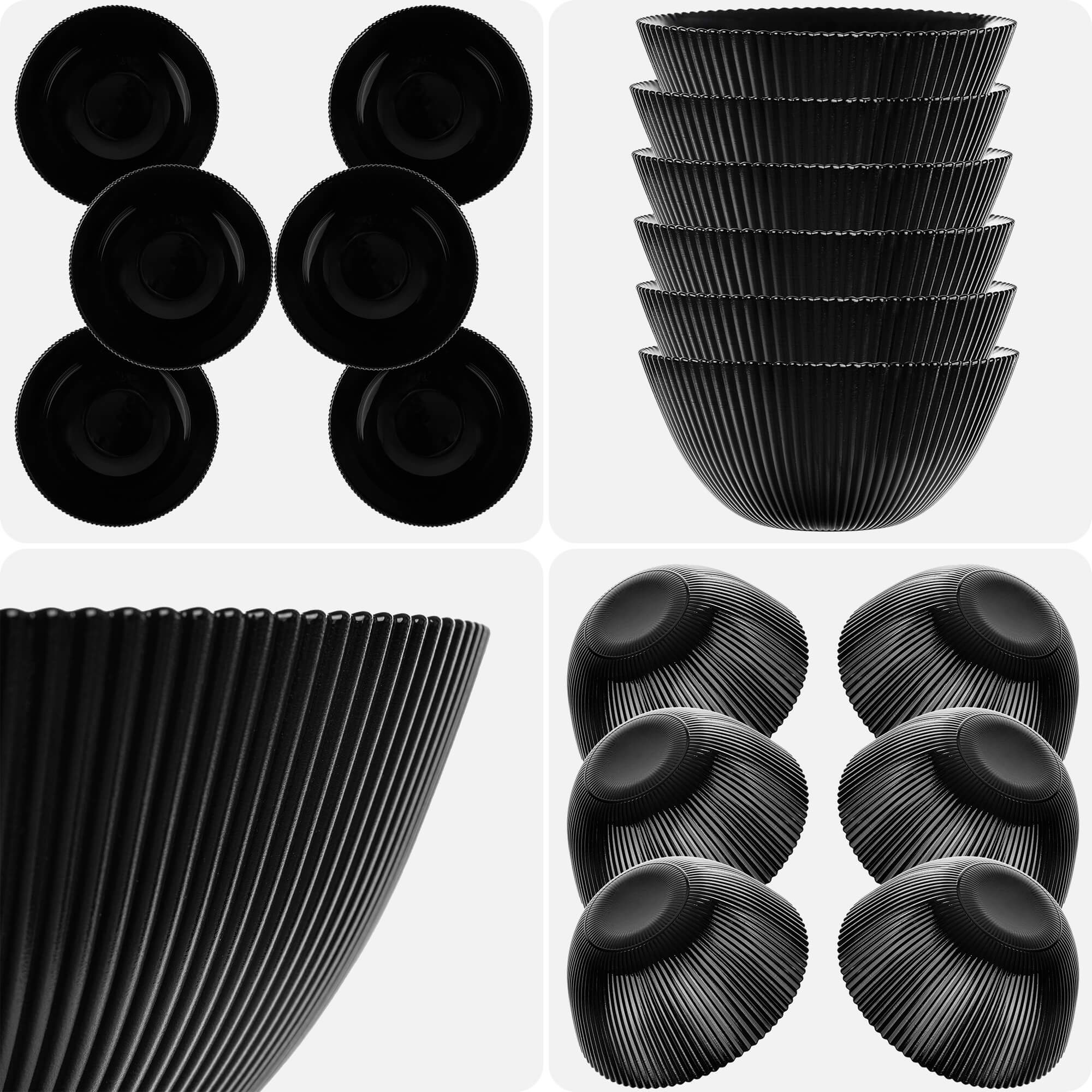 Salaterka szklana Regno 15.2 cm czarna 6 szt.