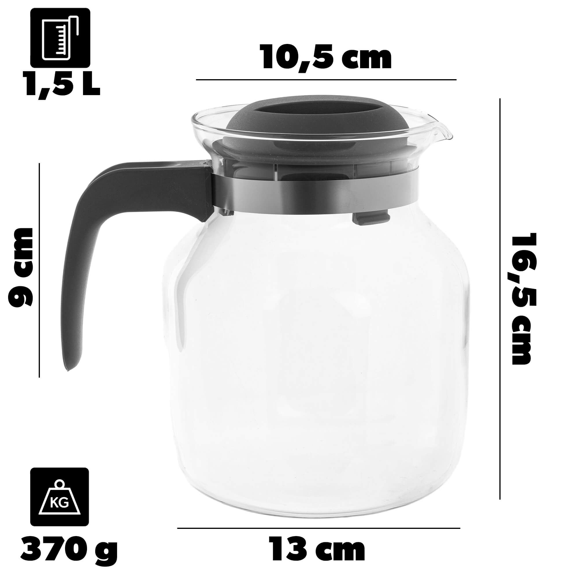 Dzbanek żaroodporny Flond, 1,5L, szary