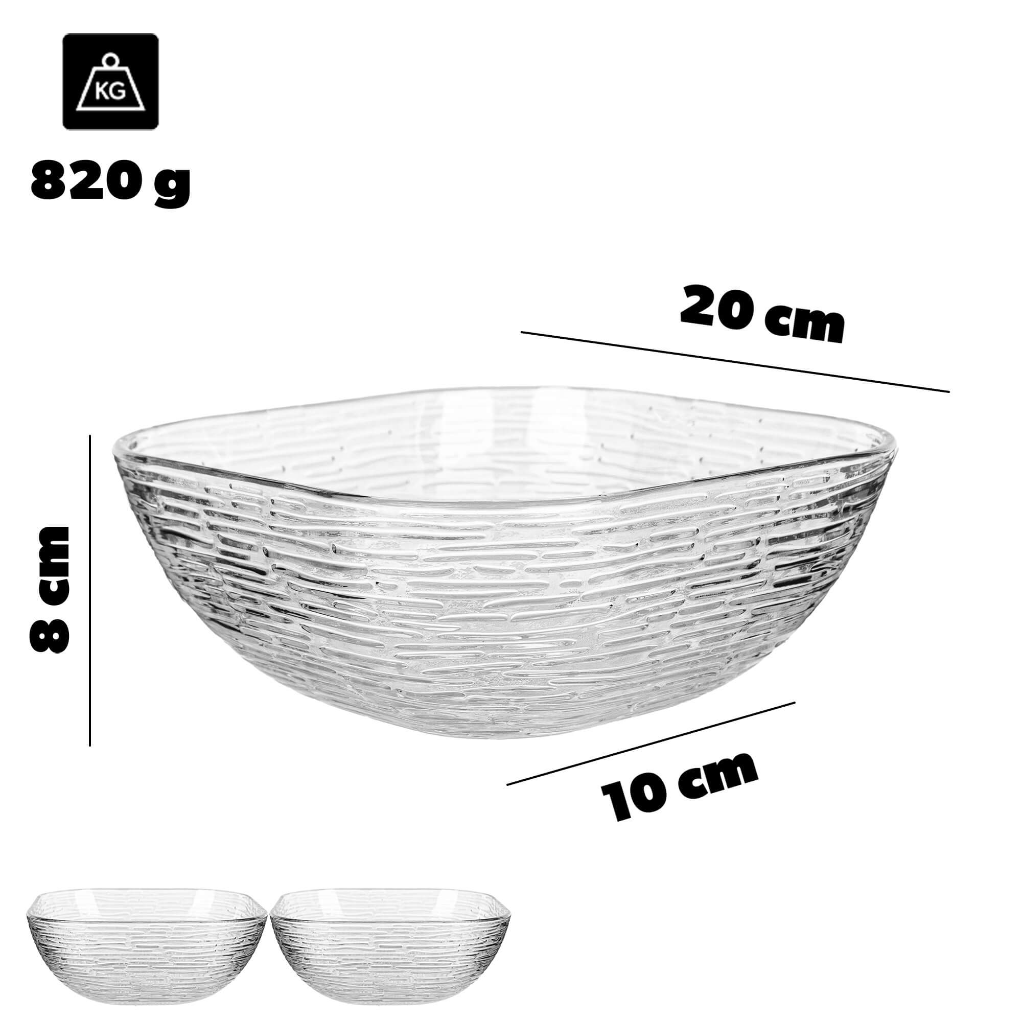 Salaterka szklana Venosa 20 cm wzór kora 3 szt.