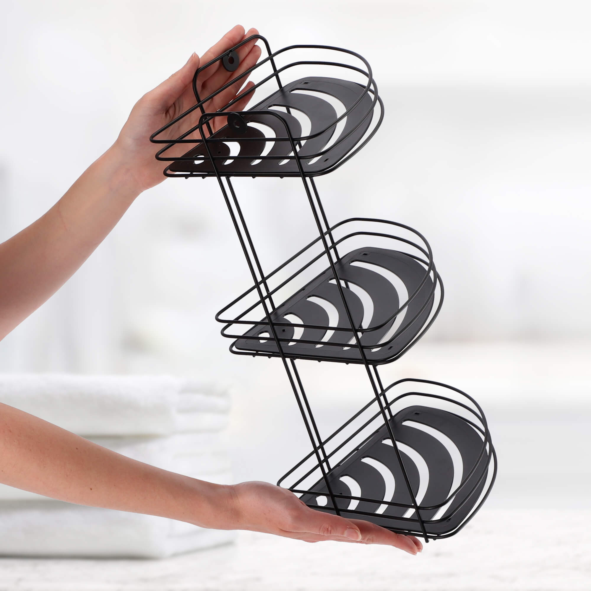 Półka łazienkowa narożna 40 x 20 cm, 3-poziomowa