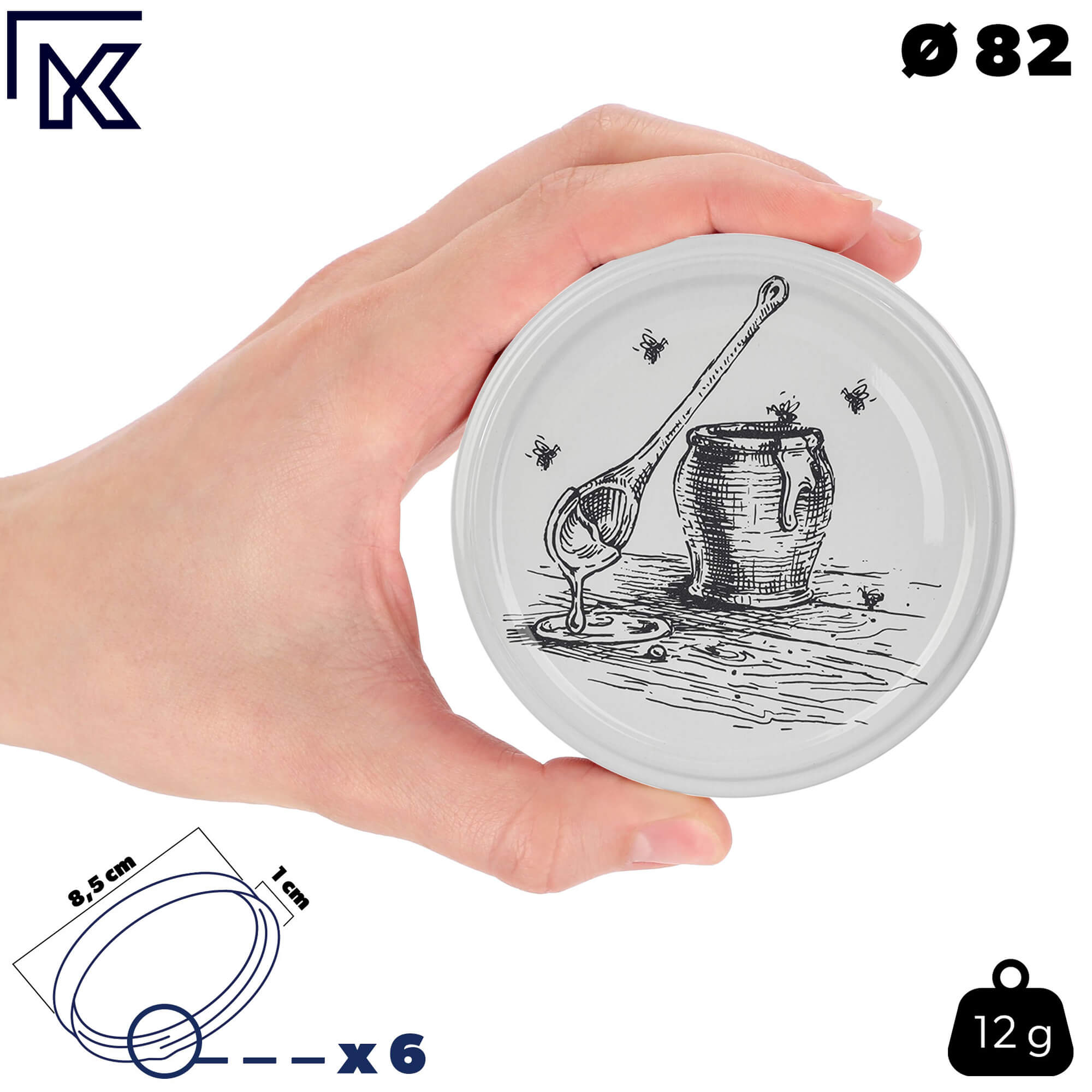 Słoiki na przetwory Denia 250ml 10szt 82mm + wieczko "Słój z miodem"