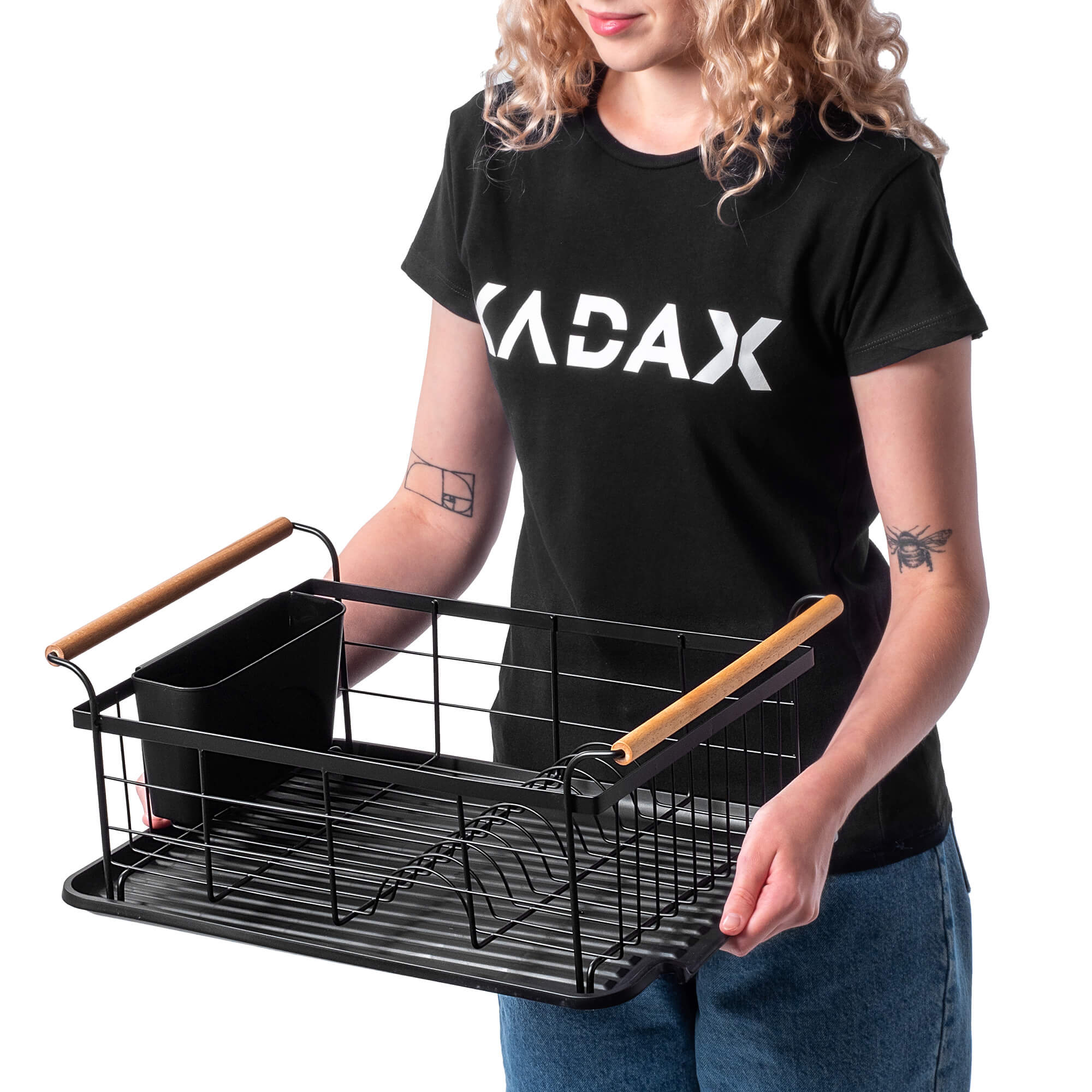 Suszarka do naczyń 44 cm z ociekaczem, czarna