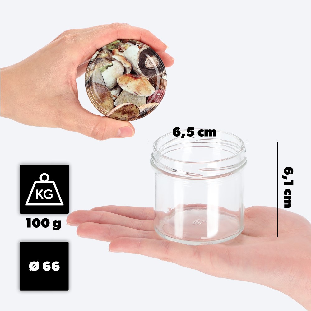 Słoiki Vigo 140ml 10szt 66mm + wieczko "Grzyby"