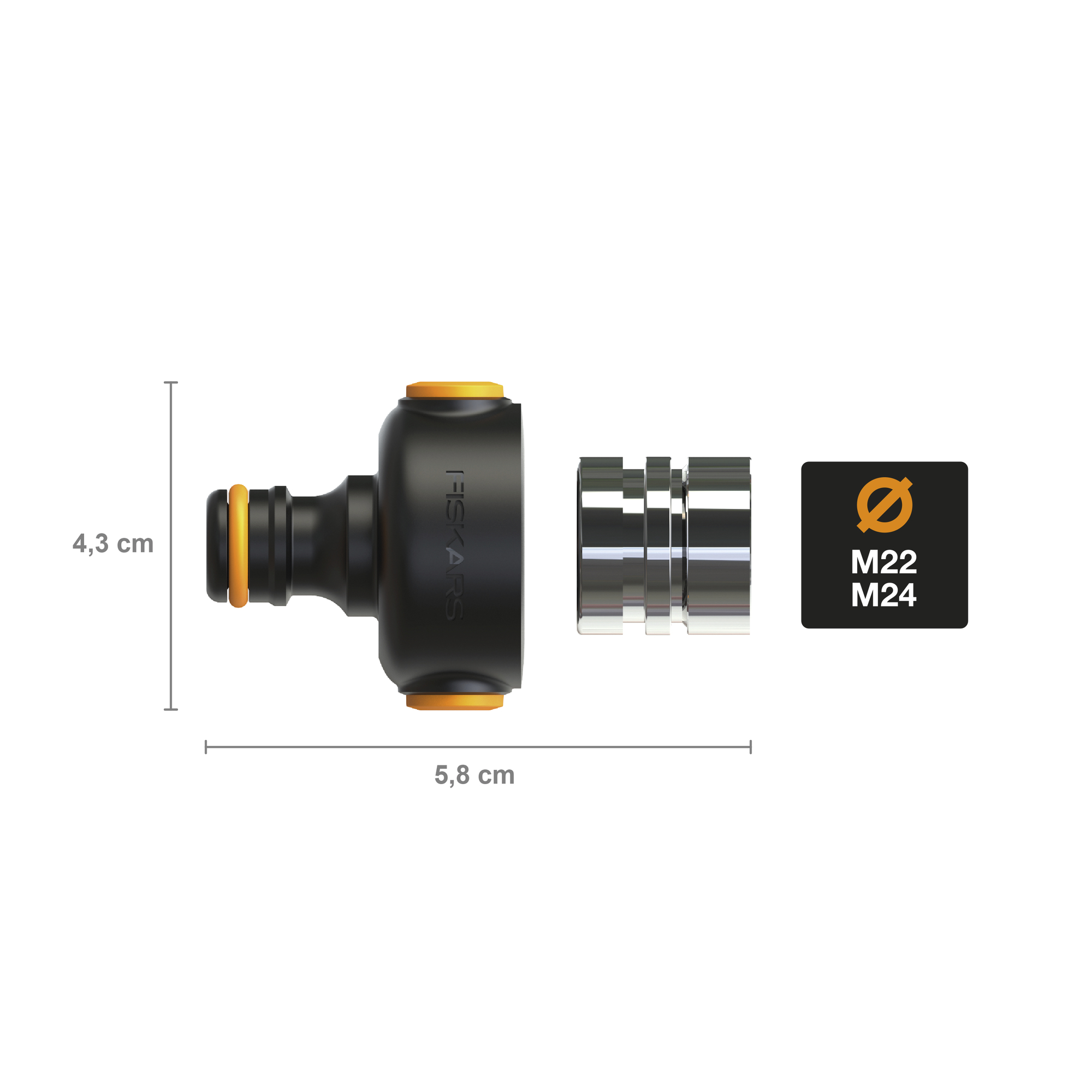 Fiskars 1027062 Przyłącze kranowe do kranów wewnętrznych, M 22x1/M