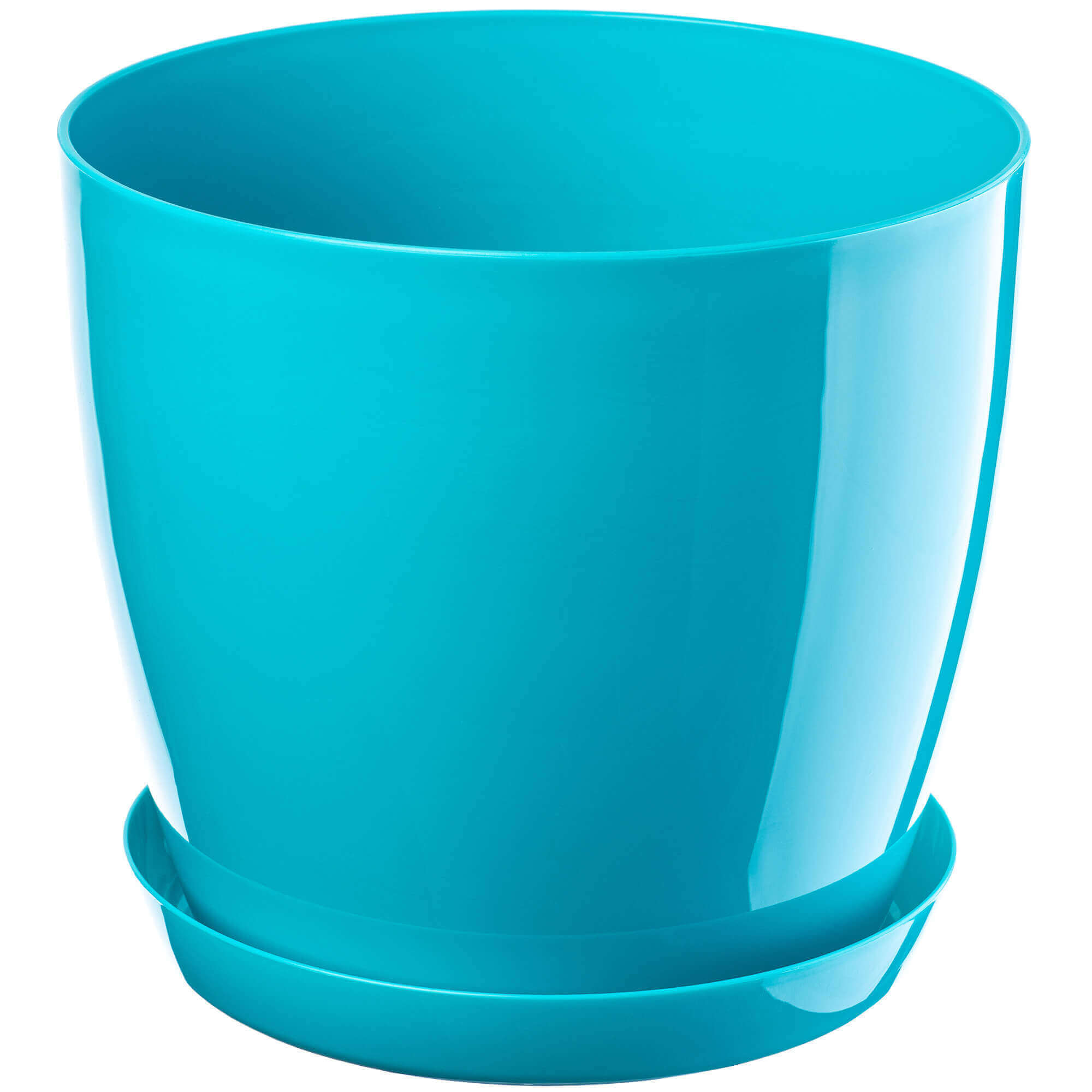 Doniczka na kwiaty z podstawką 28 cm, turkusowa