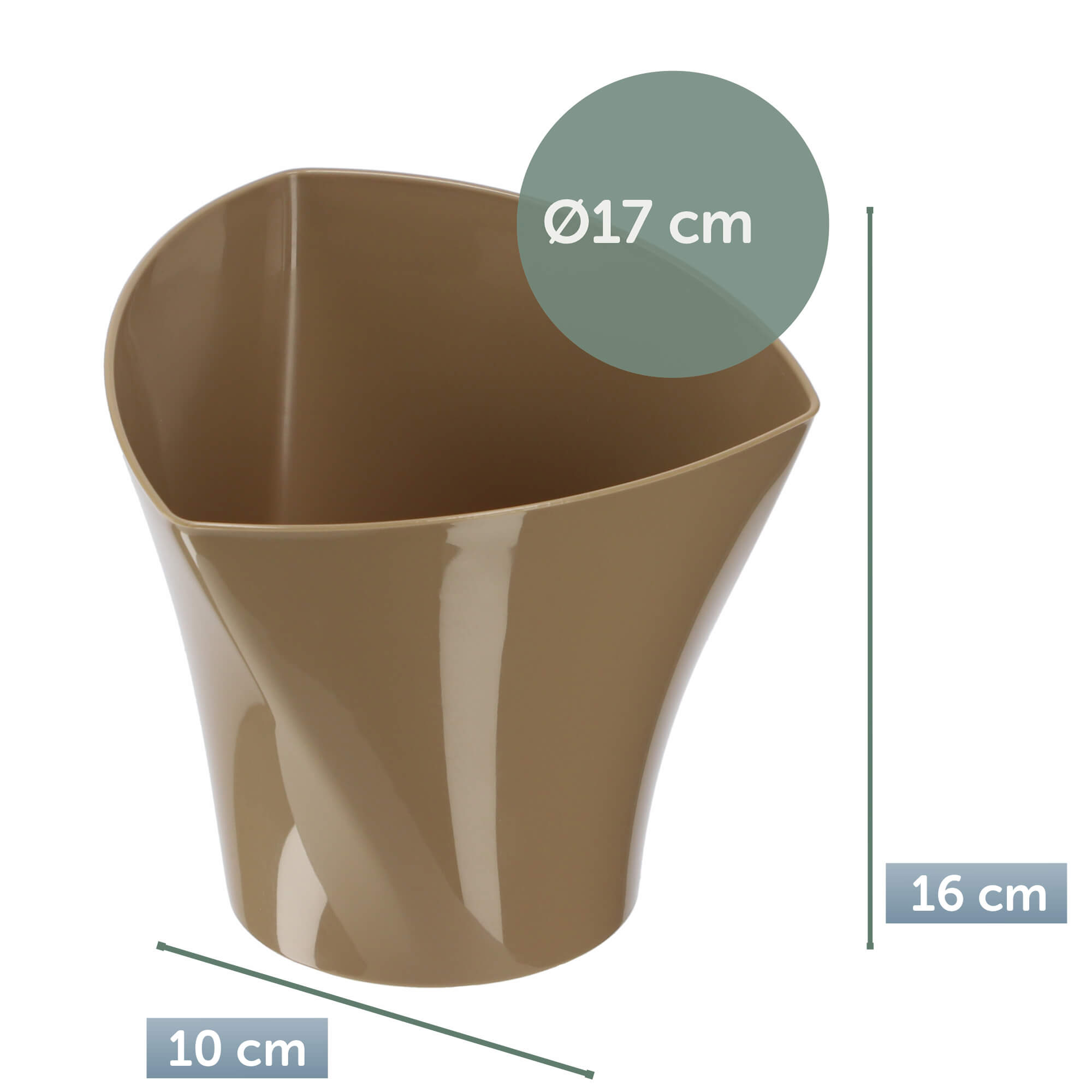 Doniczka asymetryczna 17 cm, beżowa