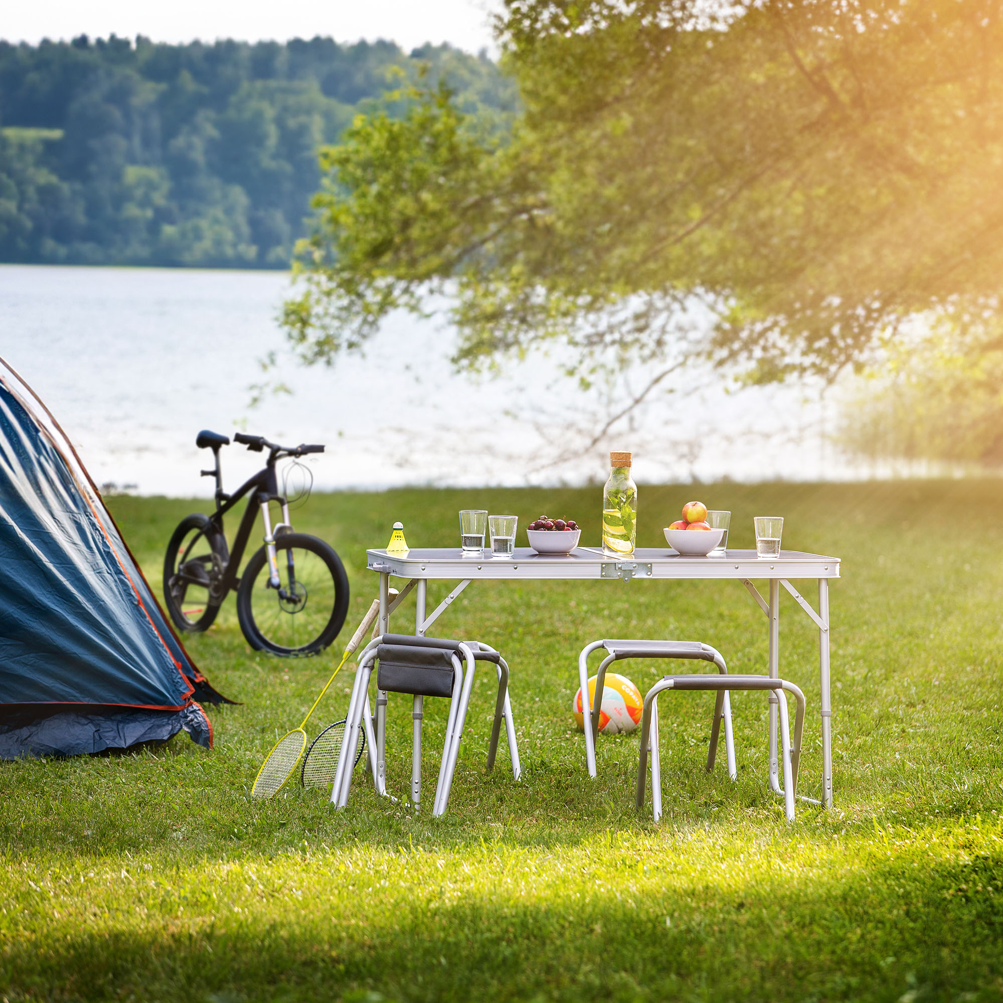 Meble kempingowe Tarragona zestaw na camping, szary