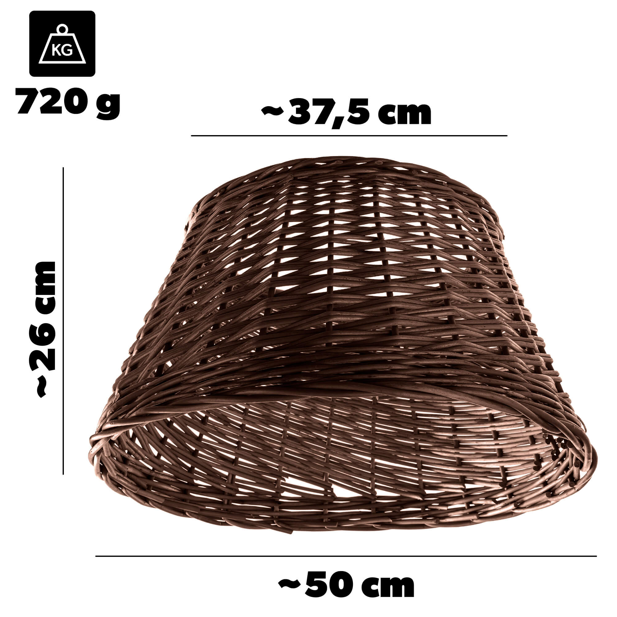 Osłona wiklinowa choinkowa naturalna Aliano 50cm ciemna