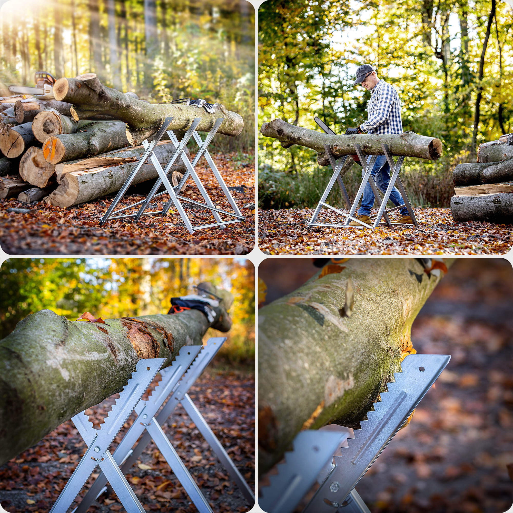 Składany stojak do cięcia drewna Fyresdal 82 x 78 cm stalowy