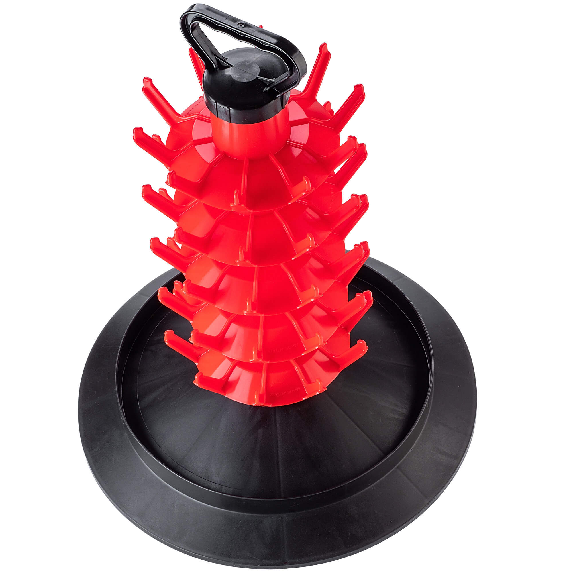 Suszarka ociekacz do butelek Nusco na 50 sztuk z uchwytem czerwony