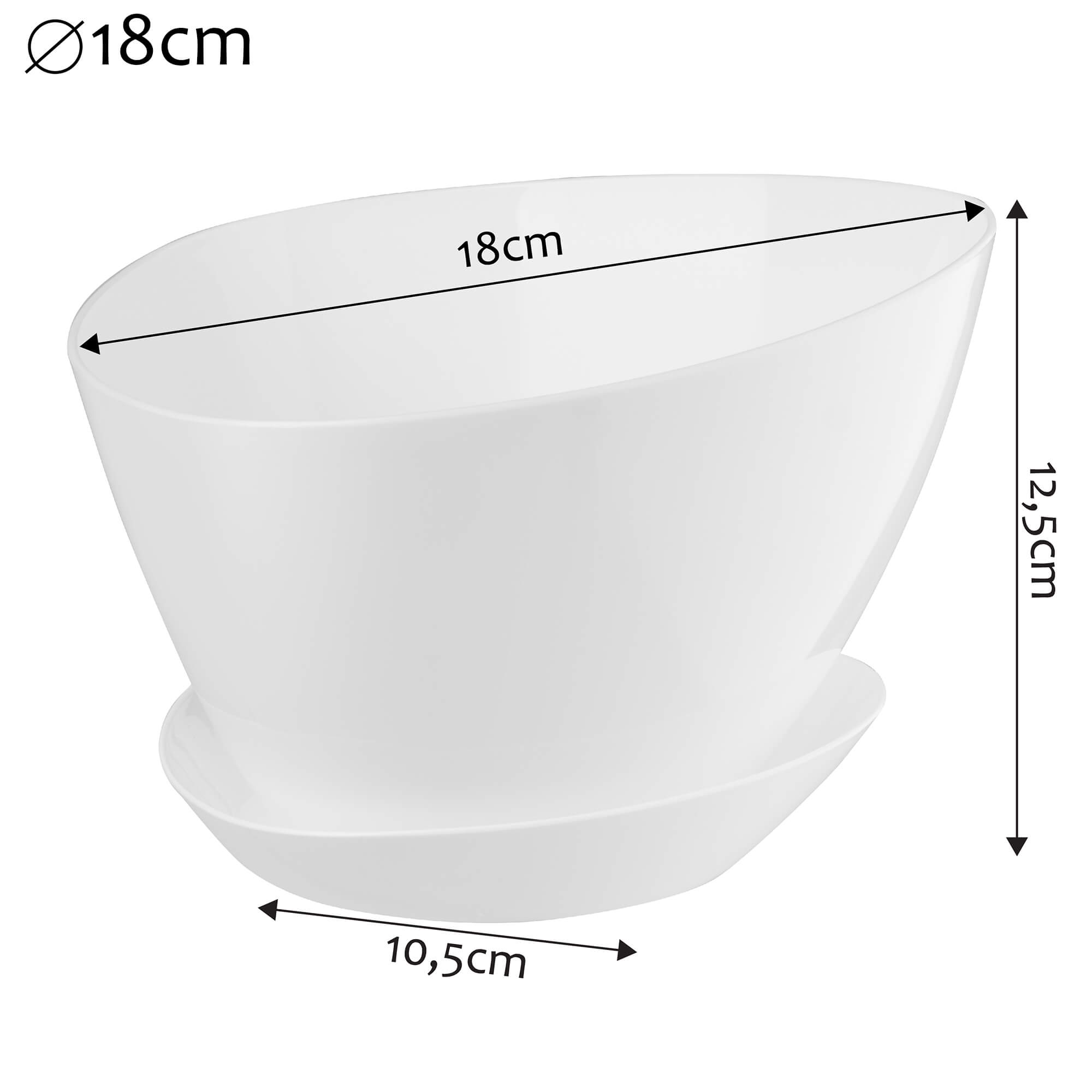 Doniczka trójkątna z podstawką 18 x 12 cm, biała