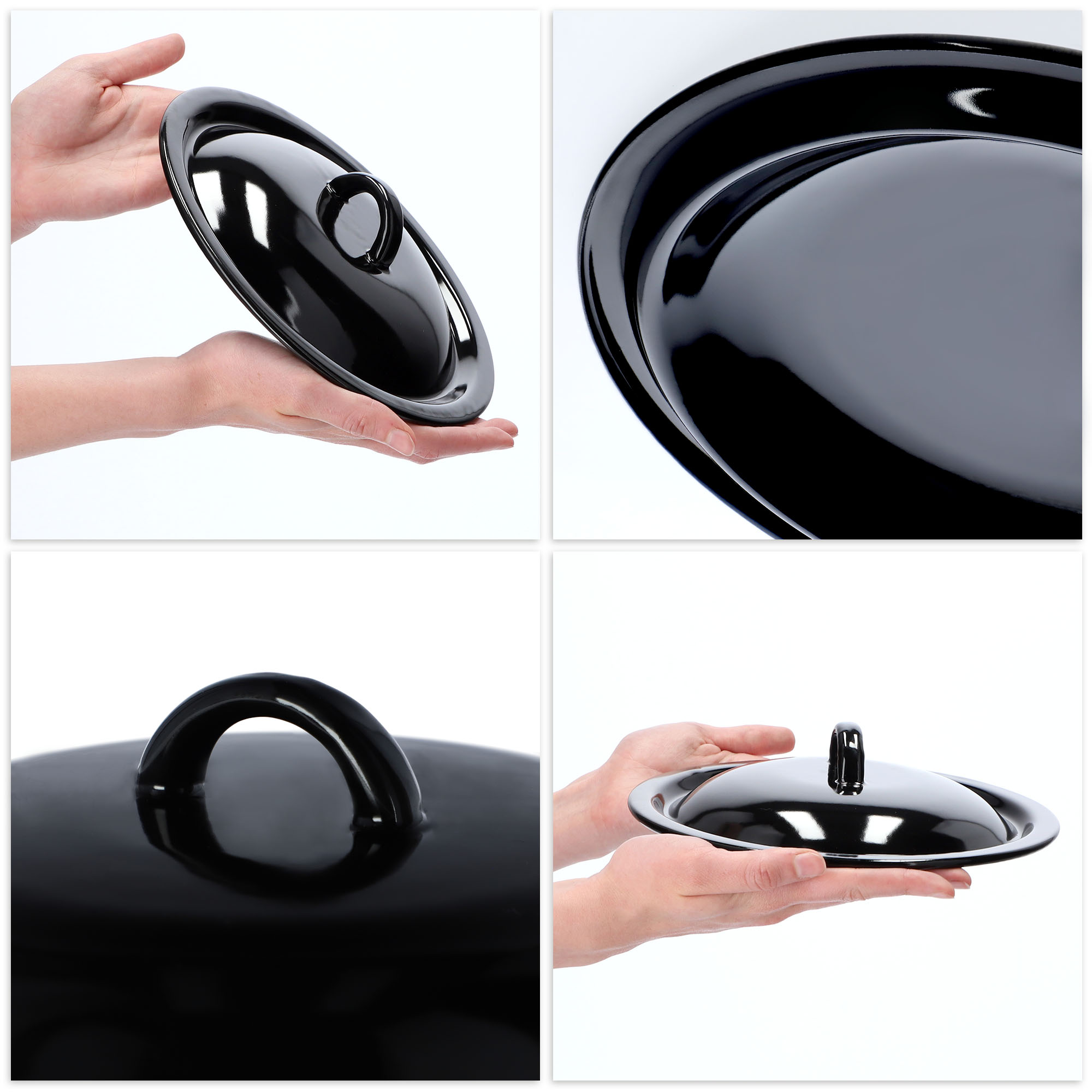 Pokrywa emaliowana do garnka 20 cm, czarna