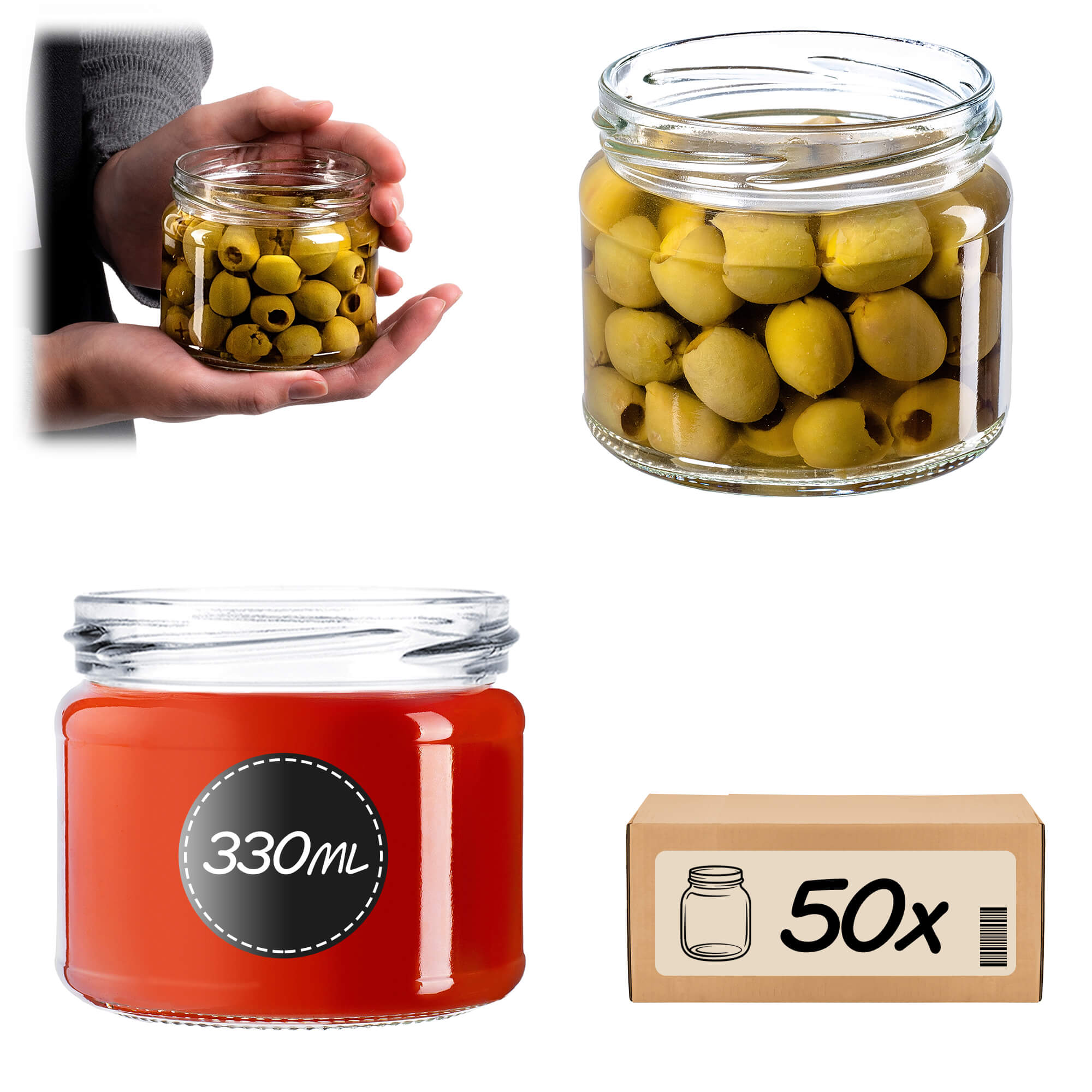 Słoiki Sonka 330ml 50szt 82mm bez wieczka