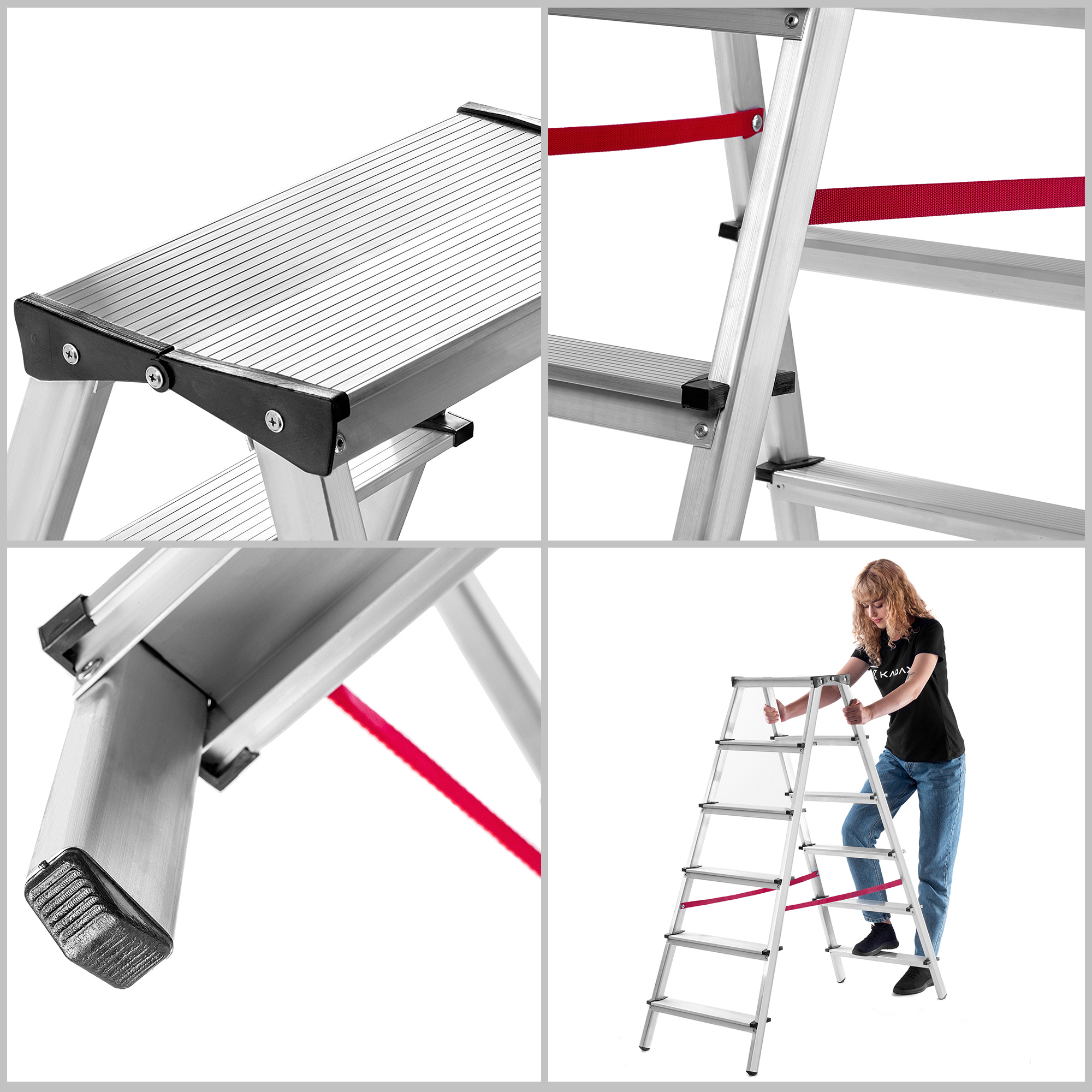 Drabina aluminiowa dwustronna Telti 6 stopni