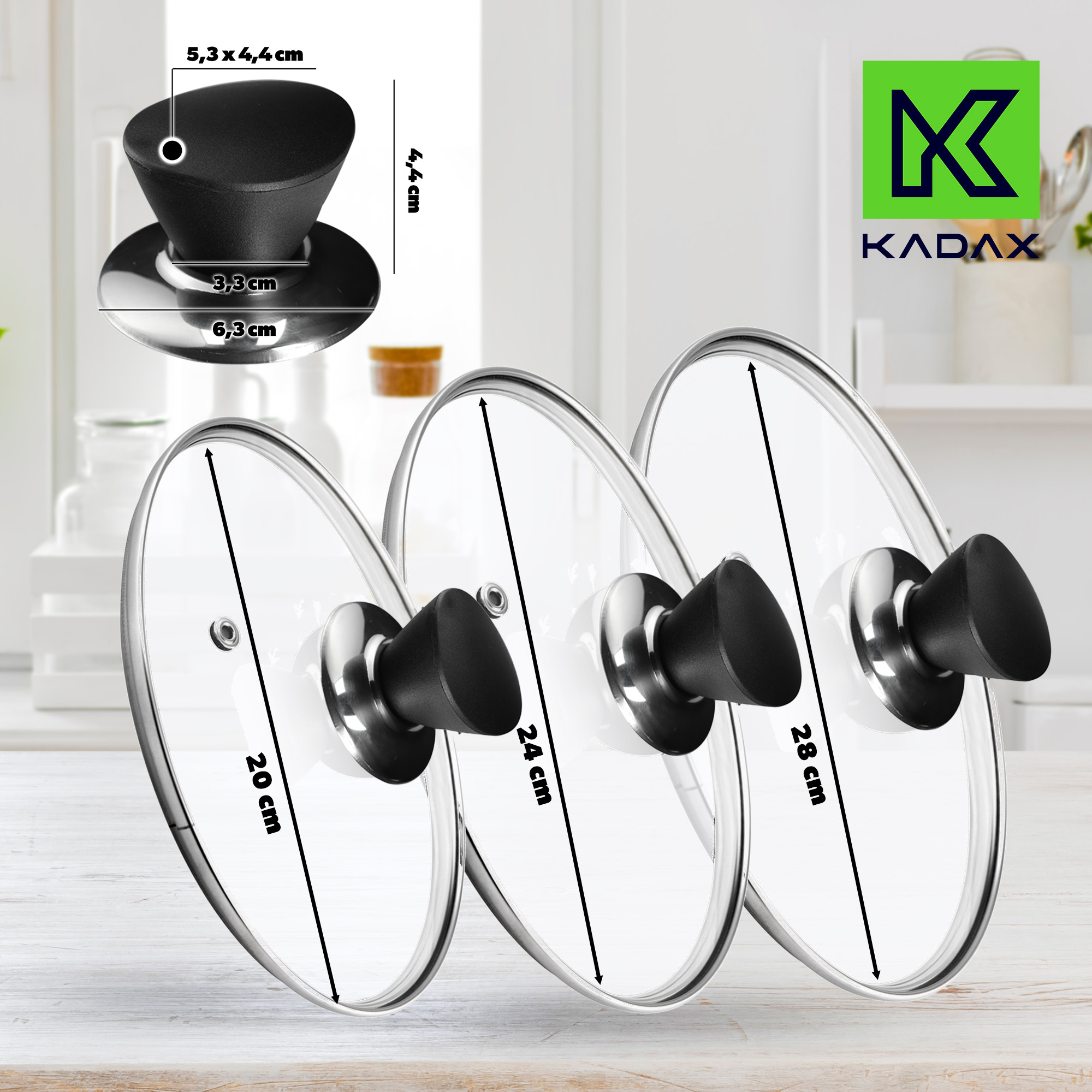 Zestaw pokryw żaroodpornych Taranto 20,24,28 cm