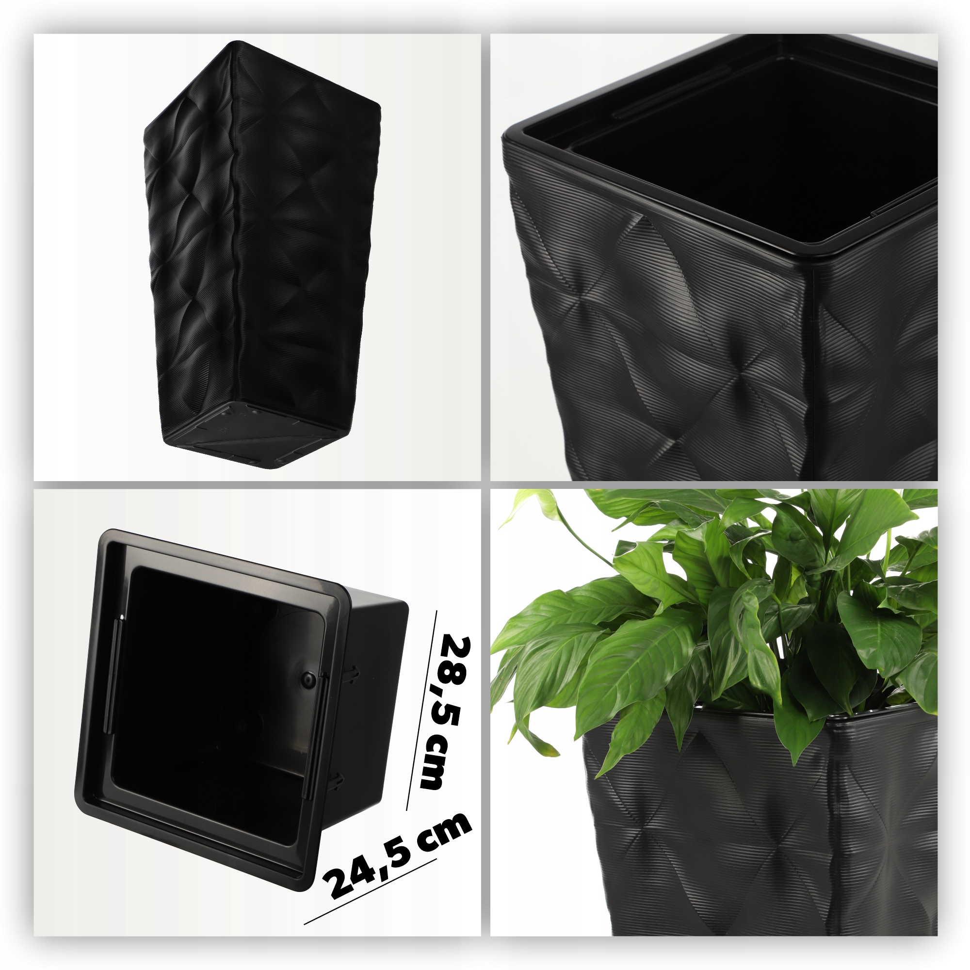Donica ogrodowa Bando wysoka z wkładem 40 cm, czarna