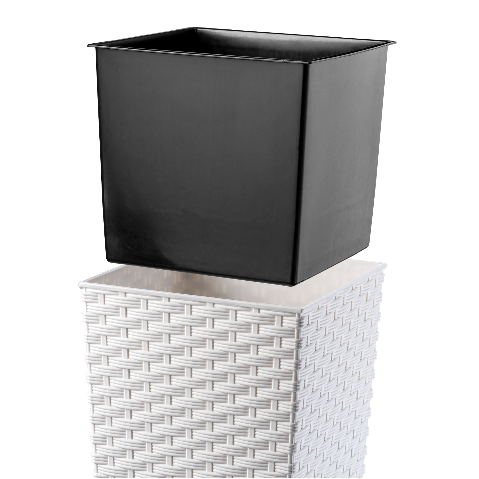 Donica z wkładem rattan Pesaro 25 cm, kremowa