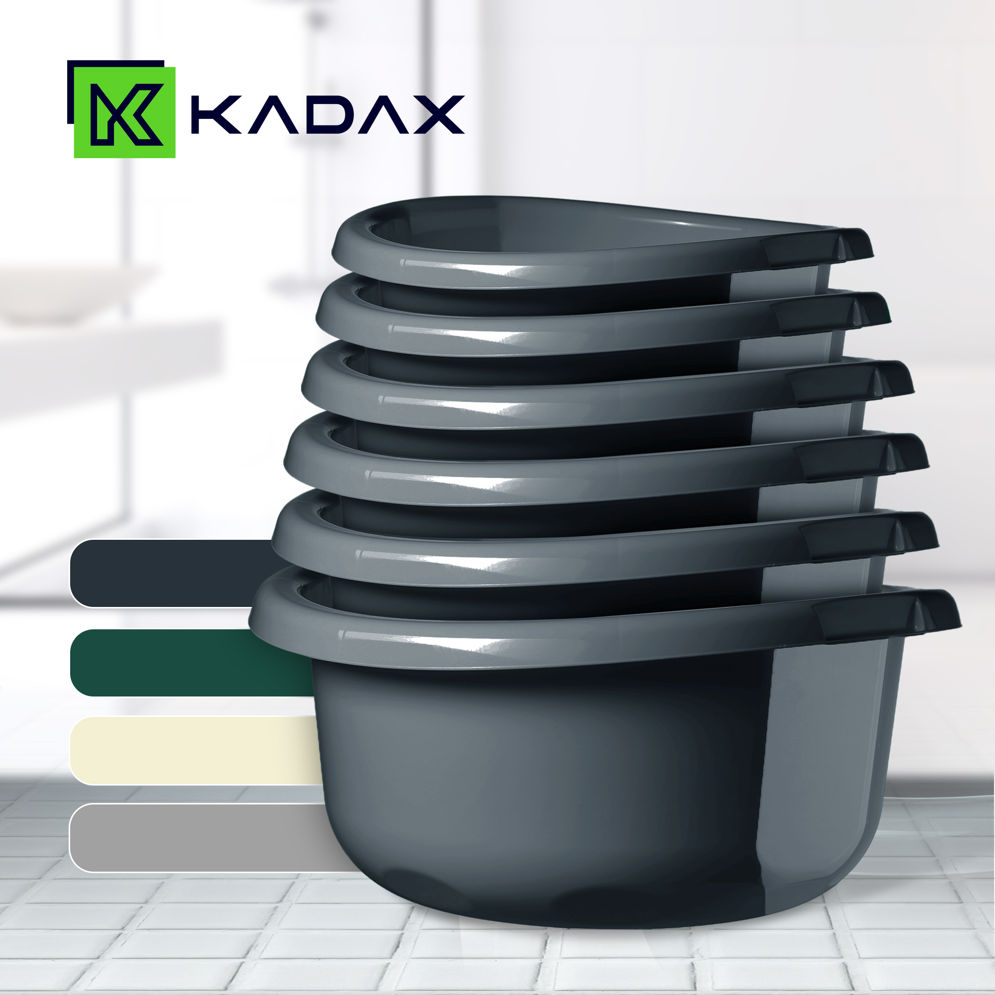 Miska łazienkowa z uszami Lari 15L ciemny szary