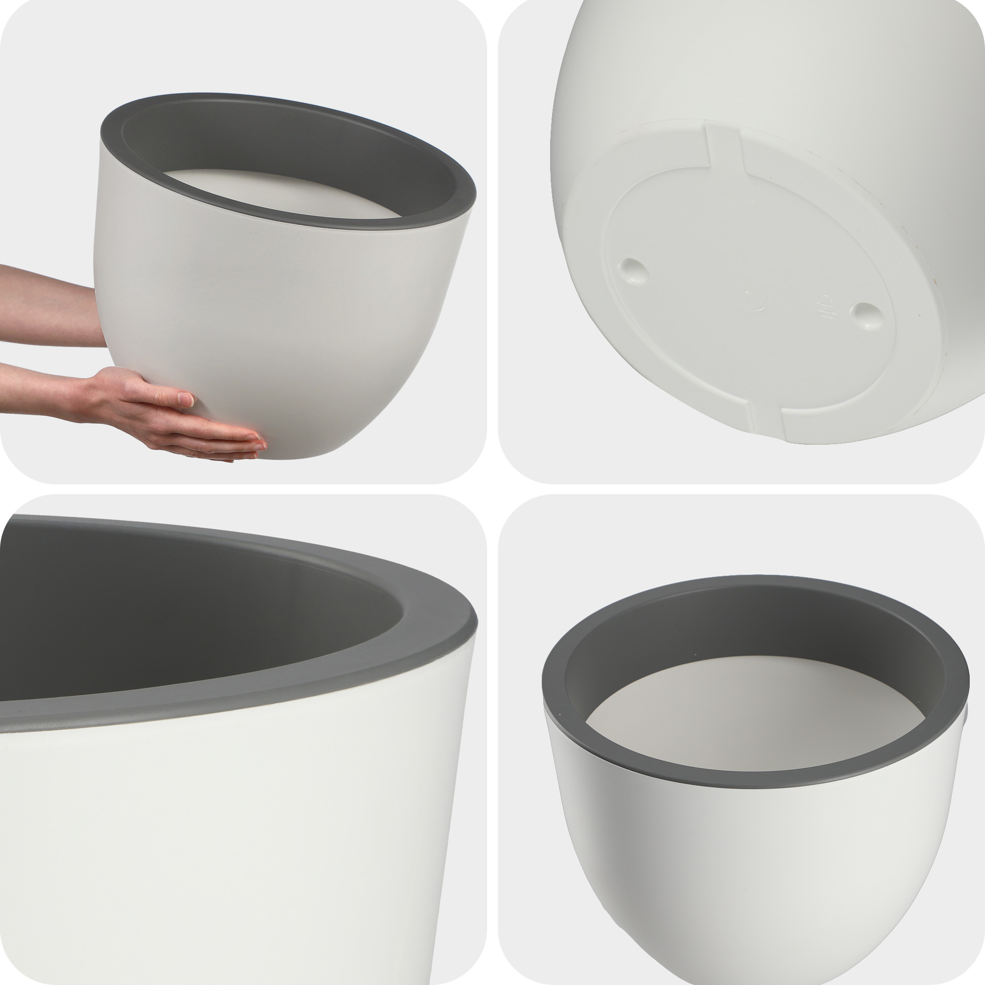 Doniczka okrągła Rafat 35 m, biały + beton