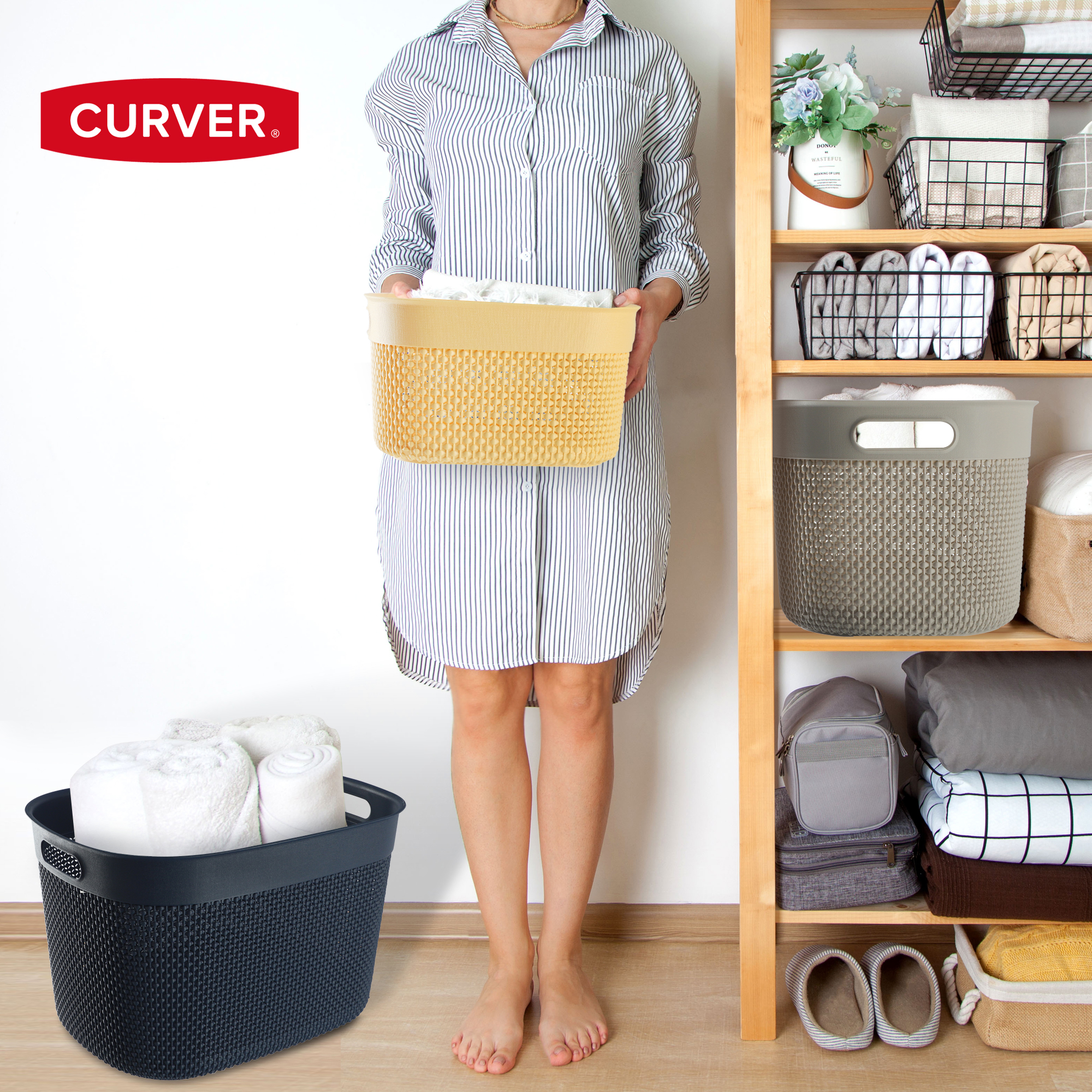 Koszyk prostokątny 30L Curver Filo Recycled, żółty