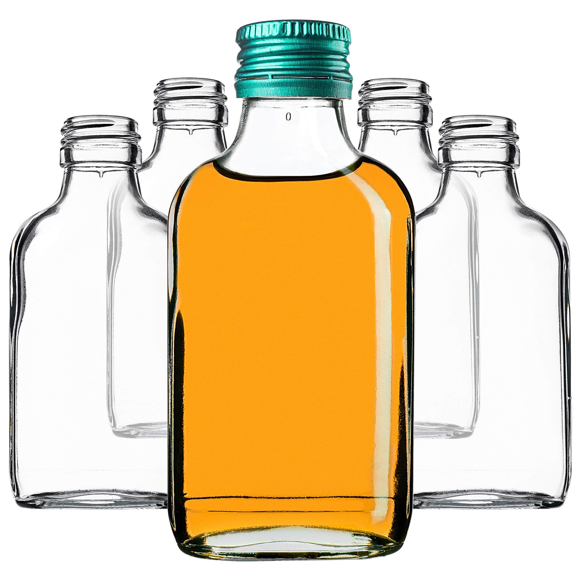 Butelka piersiówka Viane 100ml z zieloną zakrętką 10 szt.