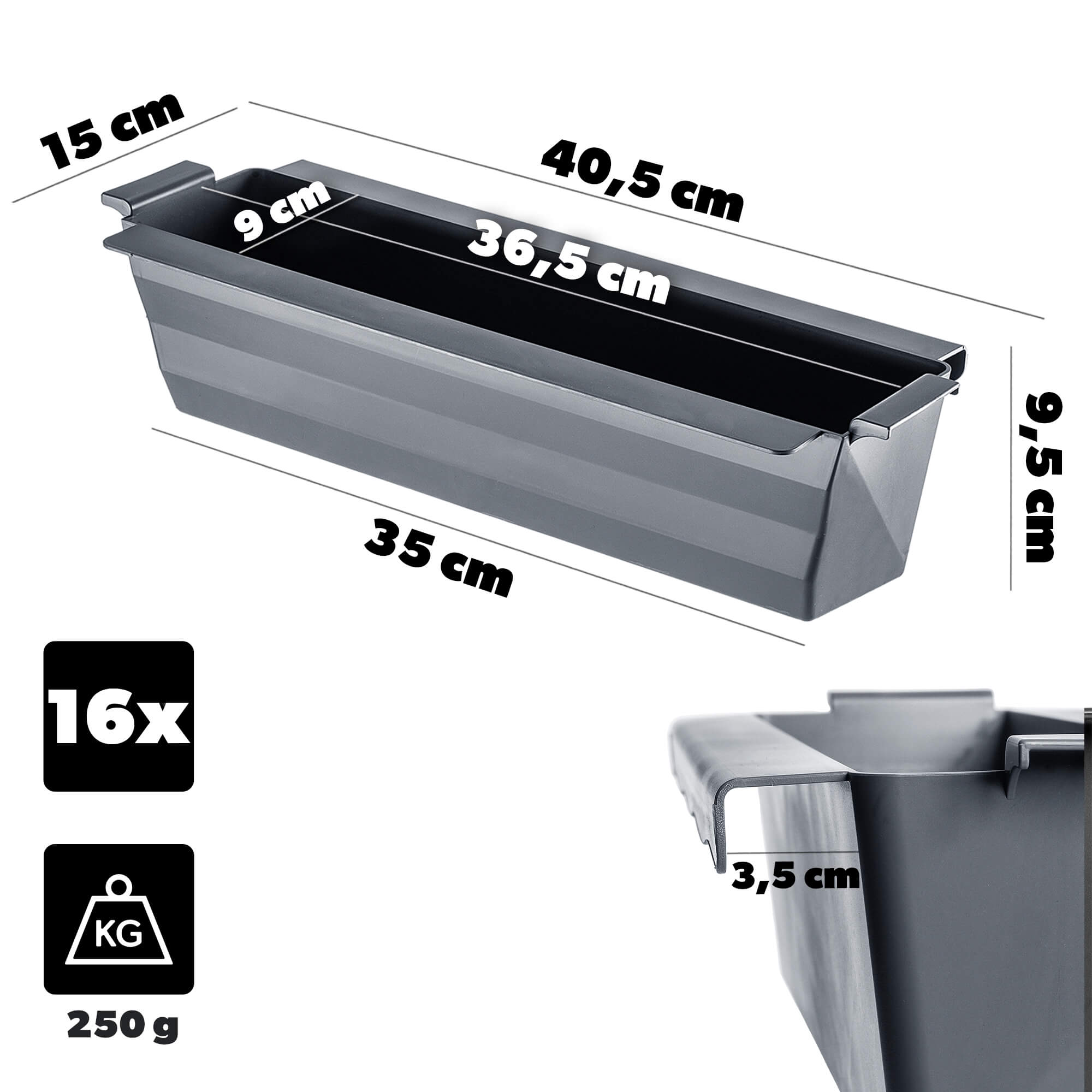 Doniczka do europalet Veere 40.5 cm antracytowa 16 szt.