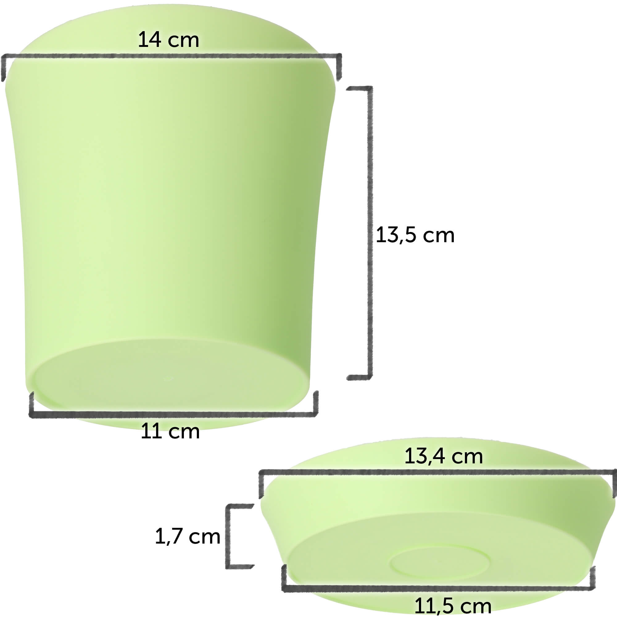 Doniczka na kwiaty Ersa 14 cm, pastelowa zieleń