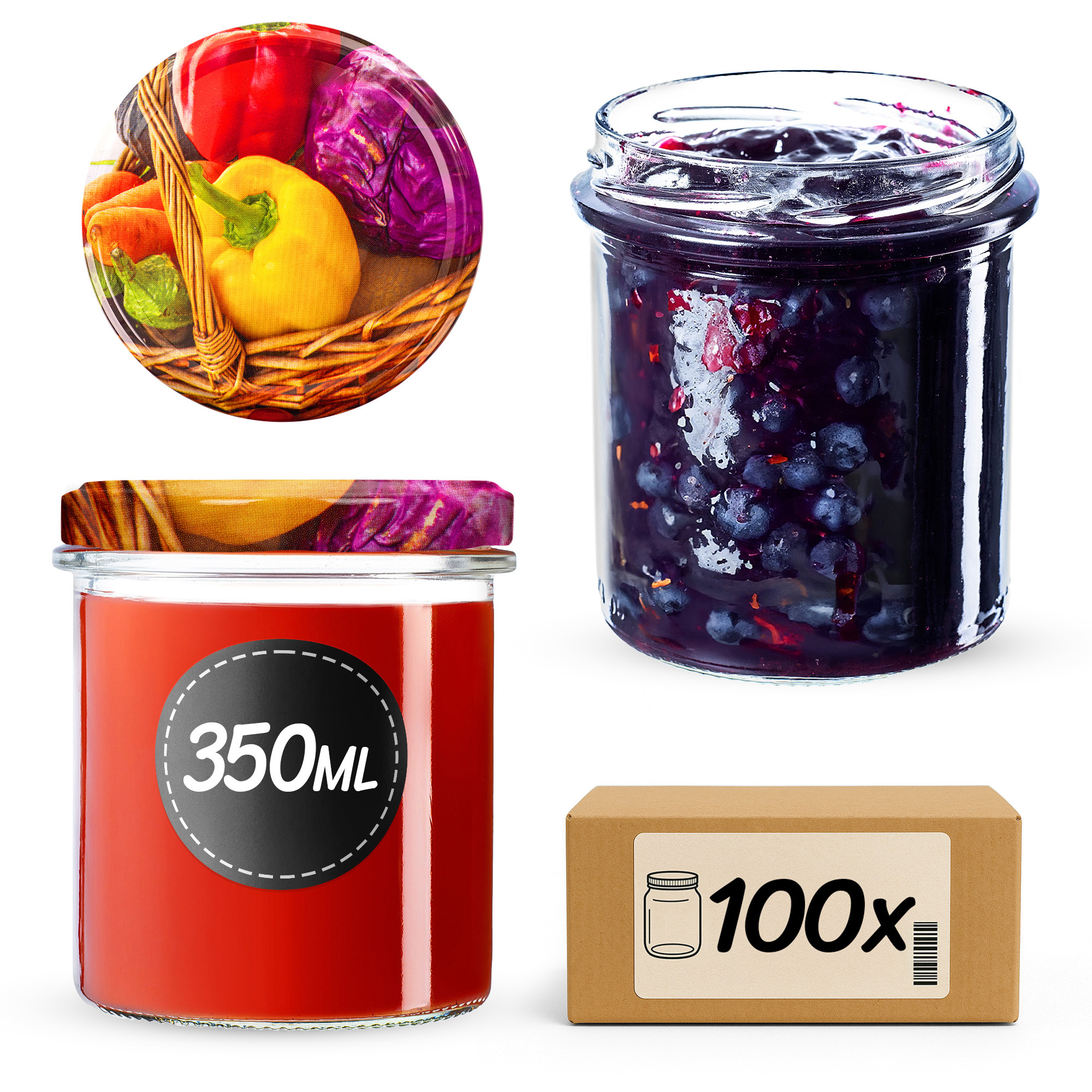 Słoiki na przetwory Avila 350ml fi82mm 100szt + wieczko Warzywa