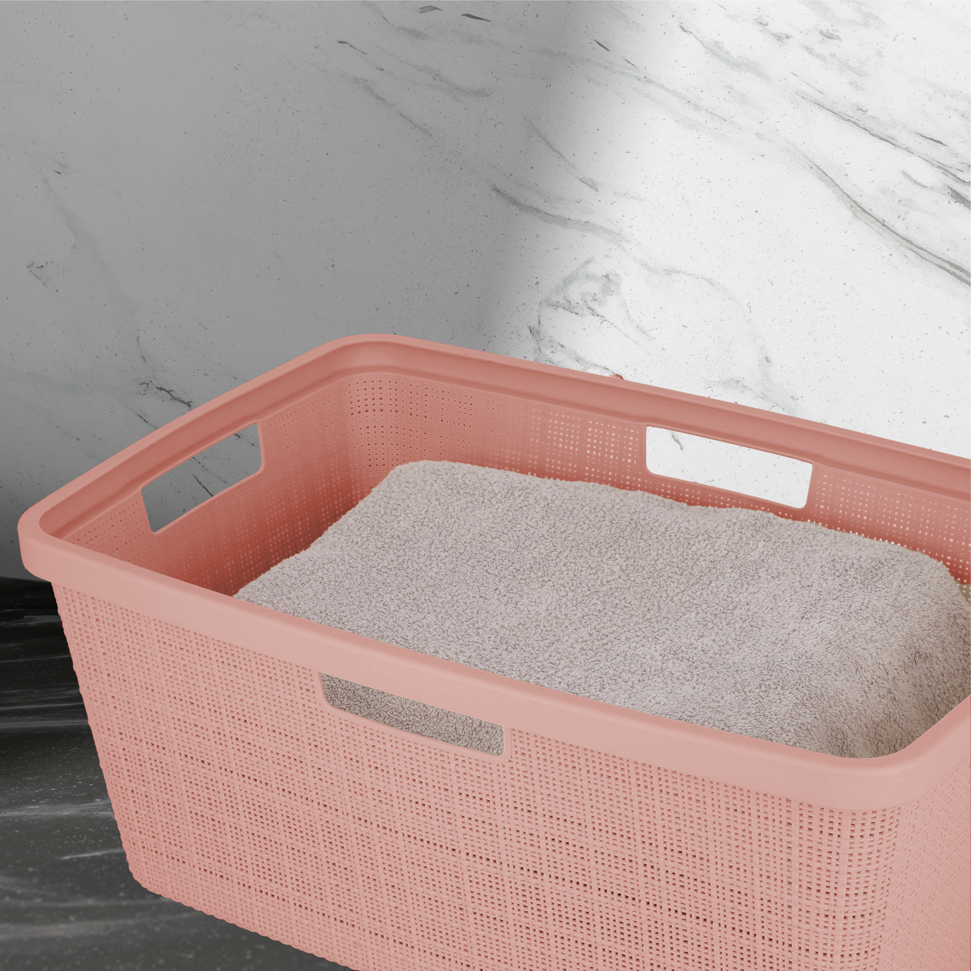 Kosz do magla Curver Jute 46L, pudrowy róż