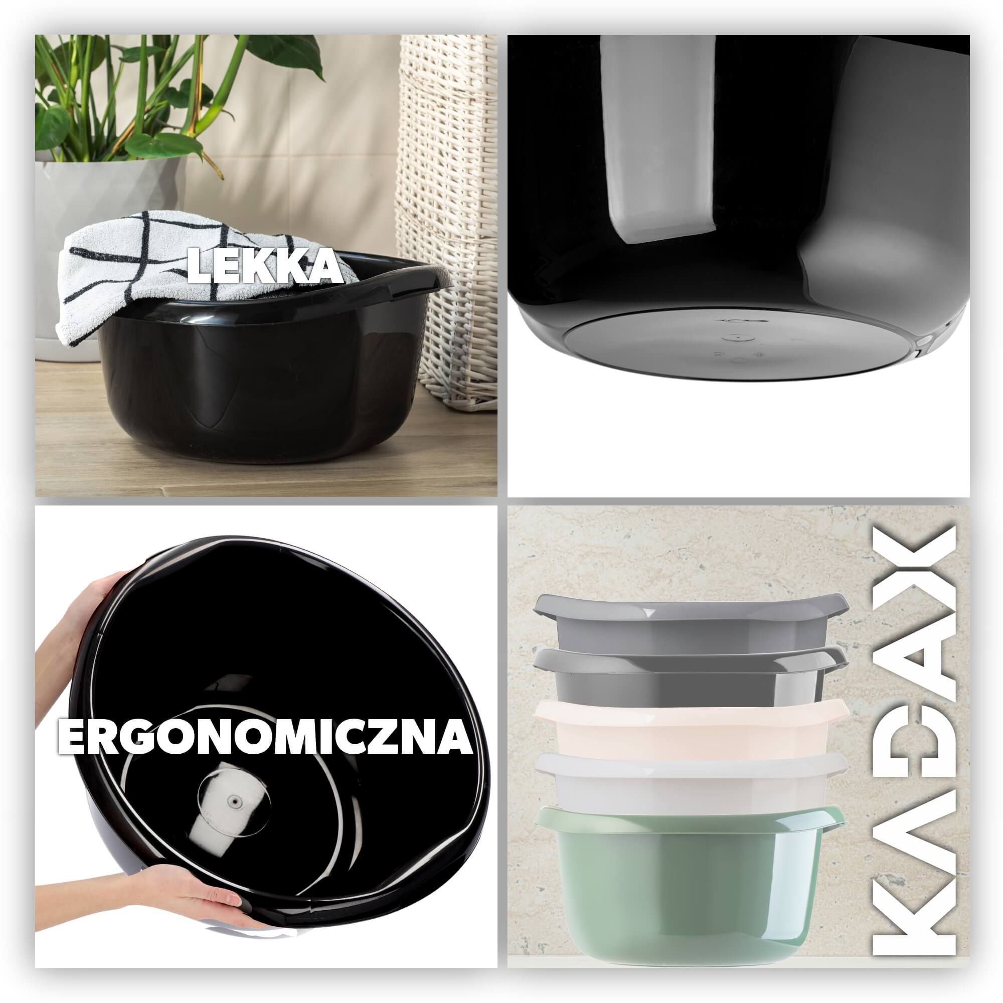 Miednica plastikowa z uchwytami 25L, czarna