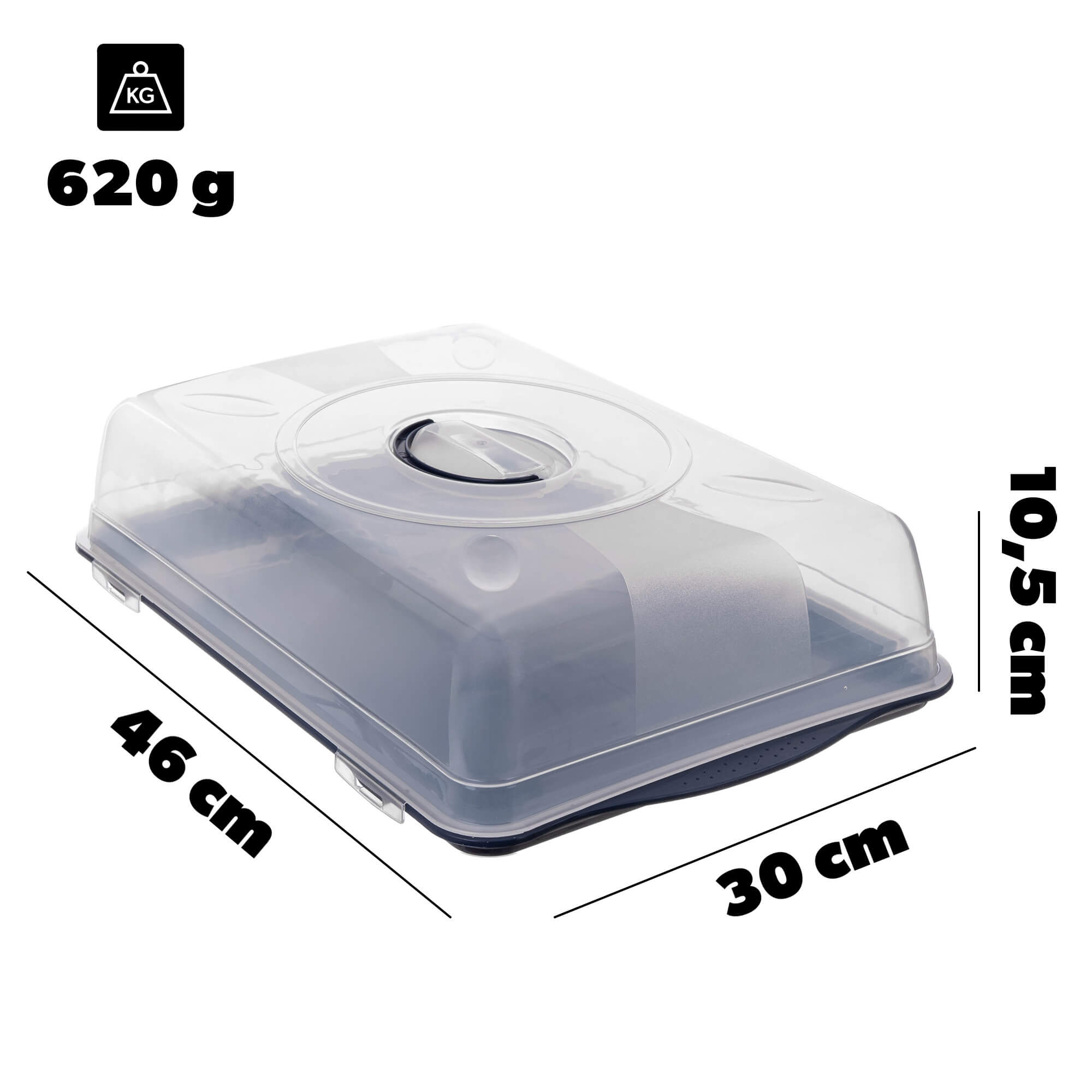 Pojemnik na ciasto z pokrywą Caldaie 46 x 30 cm niebieski